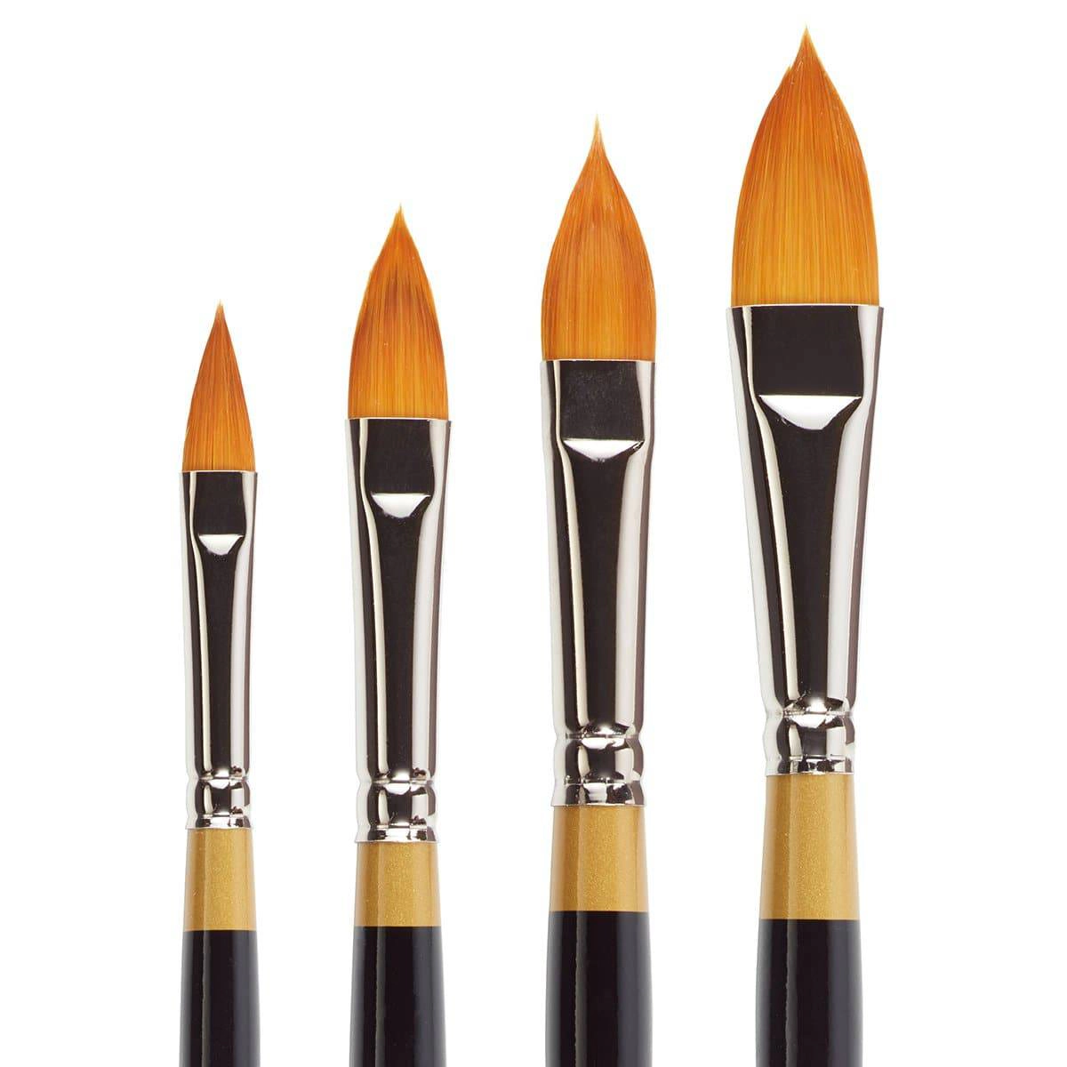 KINGART Original Gold 9930 Flora Oval Golden Taklon Brush Set - 4 pc