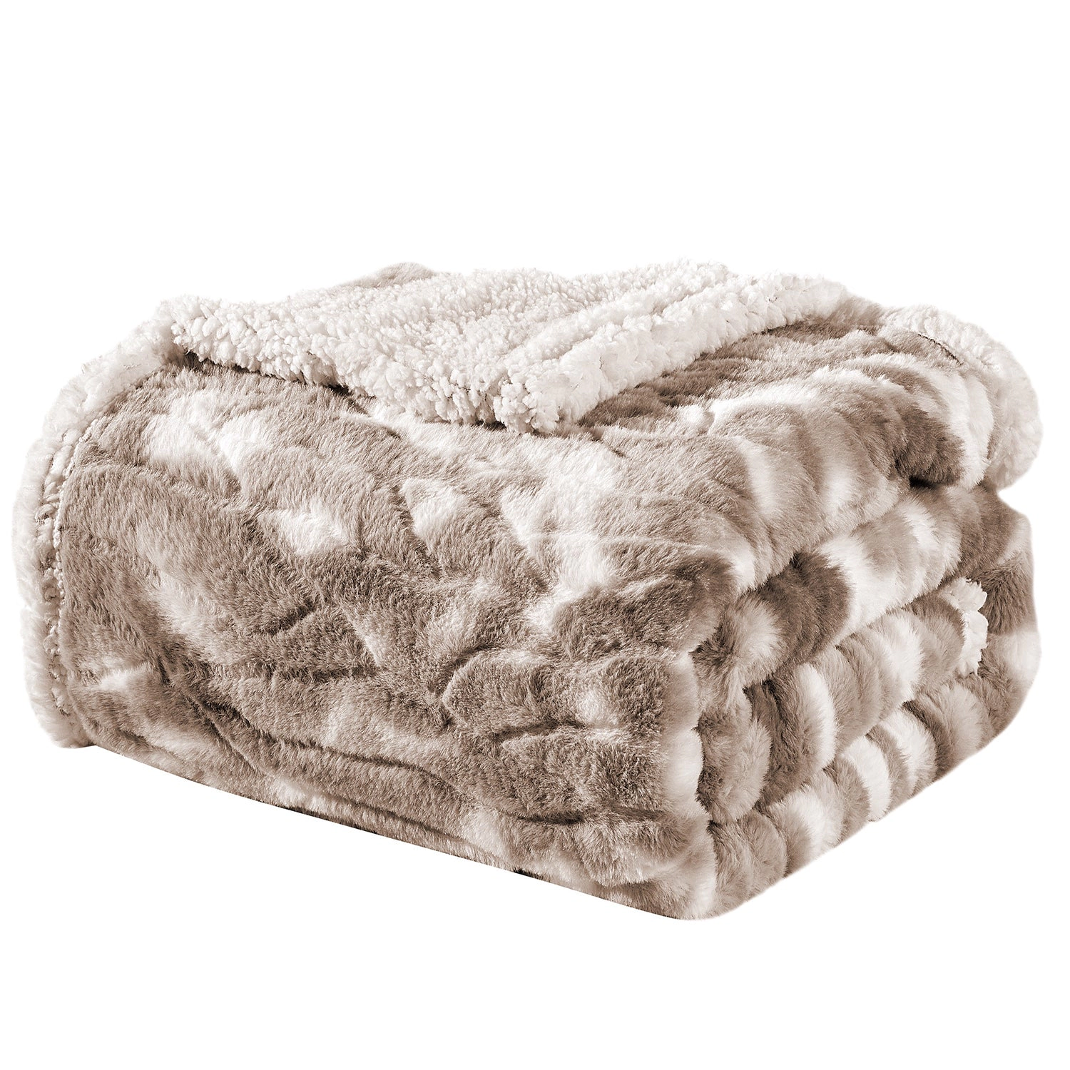 Plazatex Alaska Sherpa Decorative Super Soft Throw Blanket for Sleep/Decor 50" X 60" Taupe
