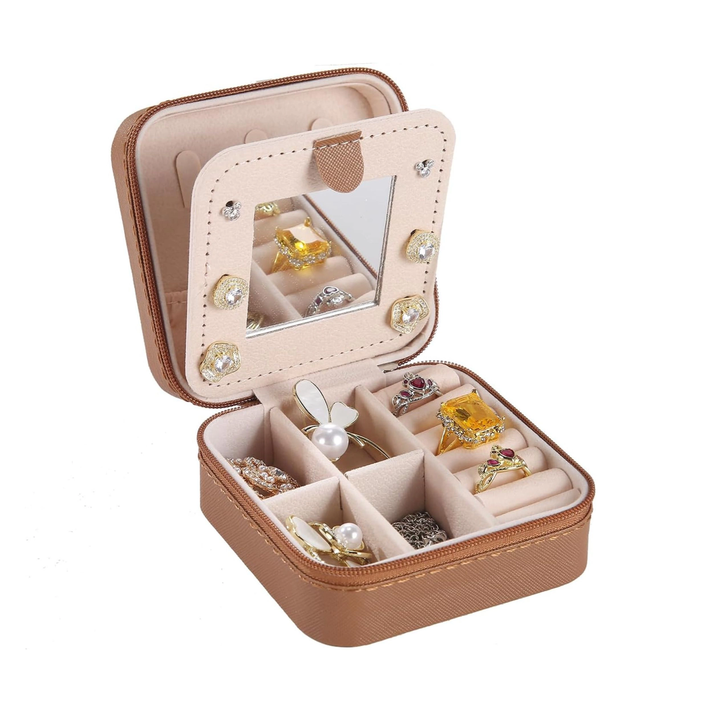 Stock Preferred Small Jewelry Organizer Box with Mirror for Women and Girls