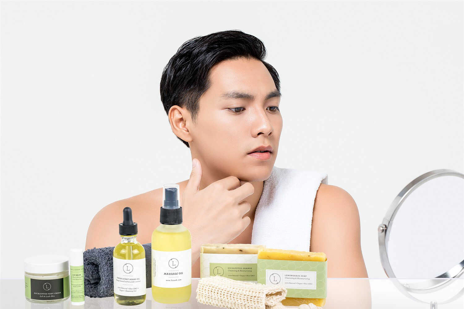 Lizush Men's Grooming Kit - Eucalyptus & Lemongrass Natural Skincare Gift Set