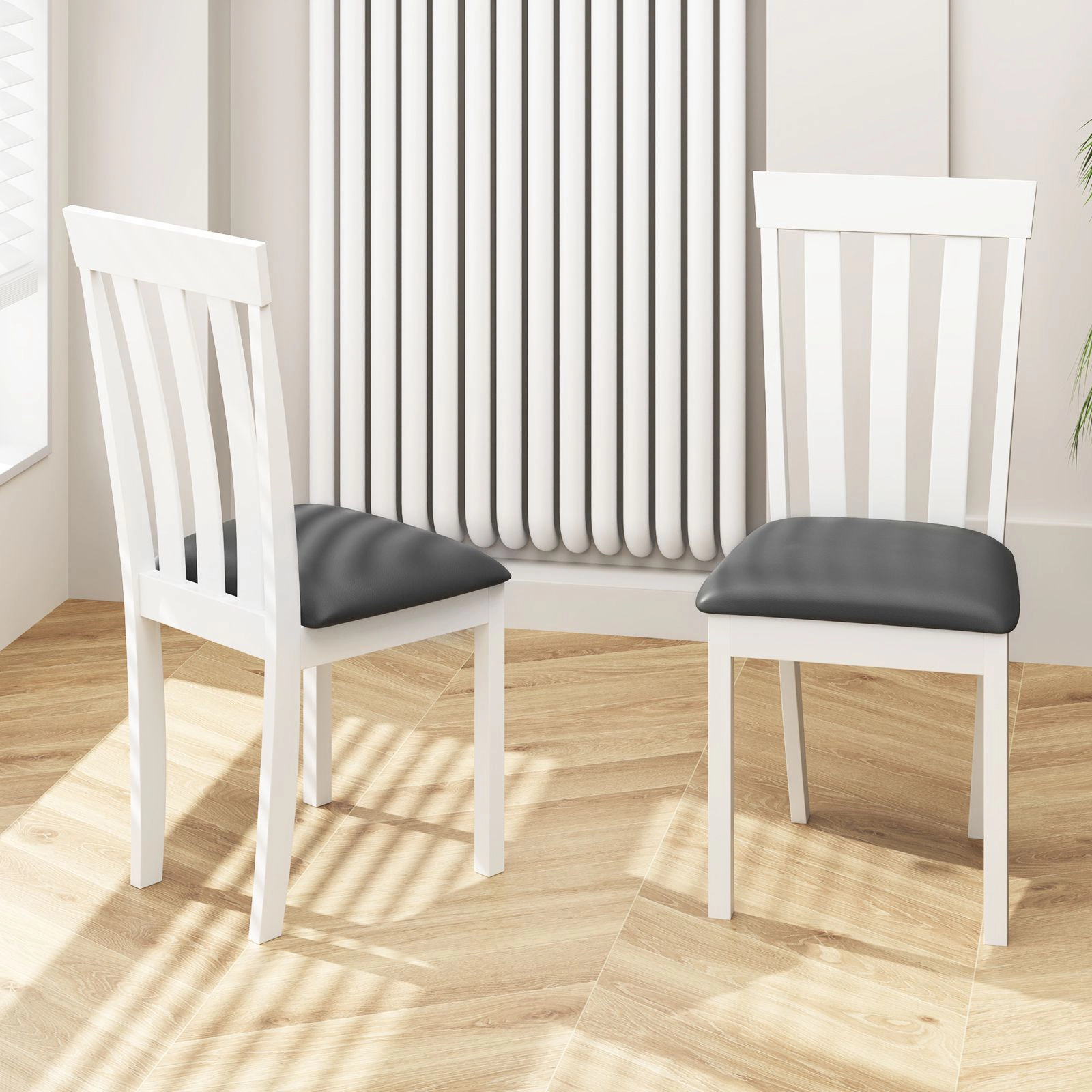 SlickBlue Set of 2 Rubber Wood Dining Chairs with Padded Seat