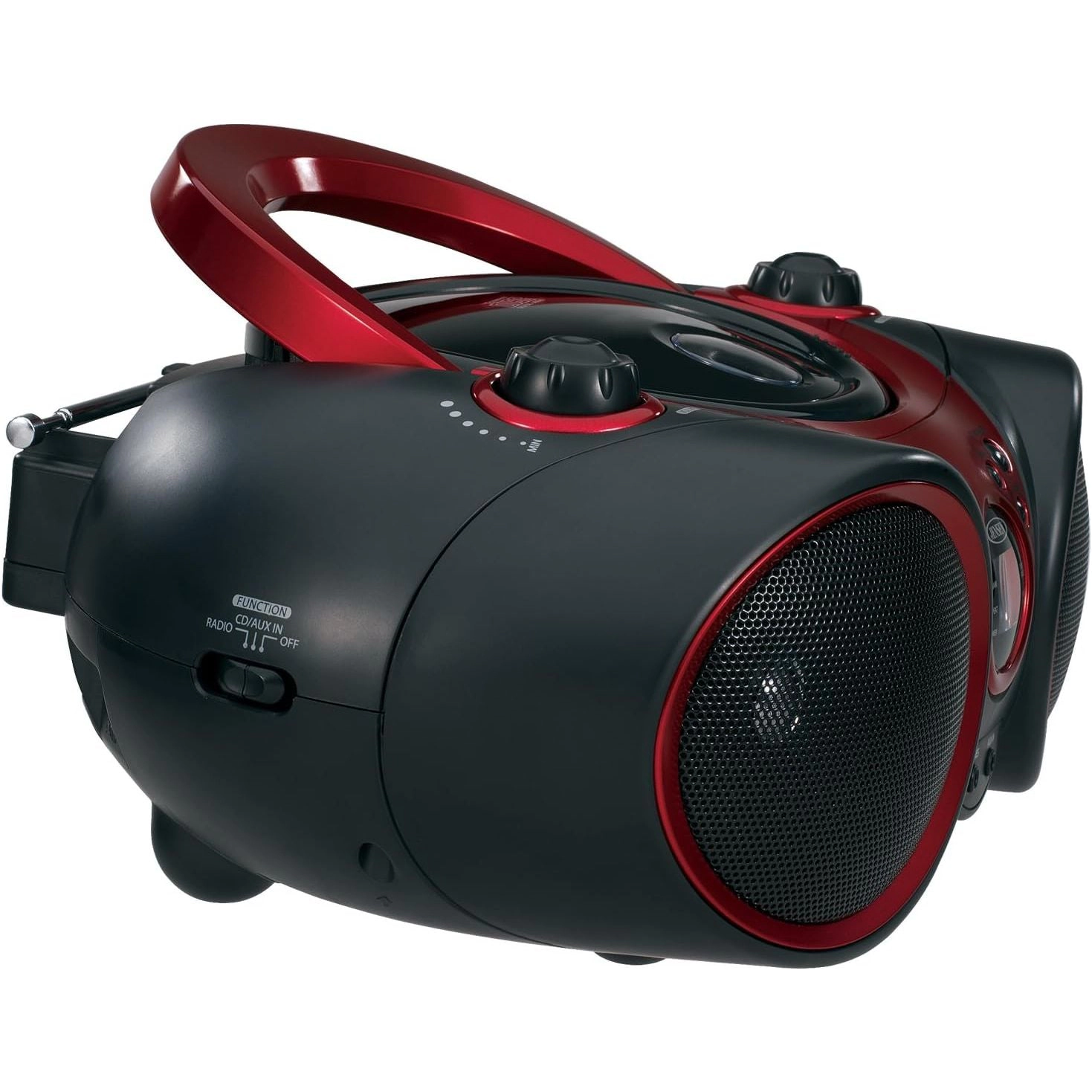 Jensen Portable Bluetooth CD Player with AM/FM Radio CD-490-RED