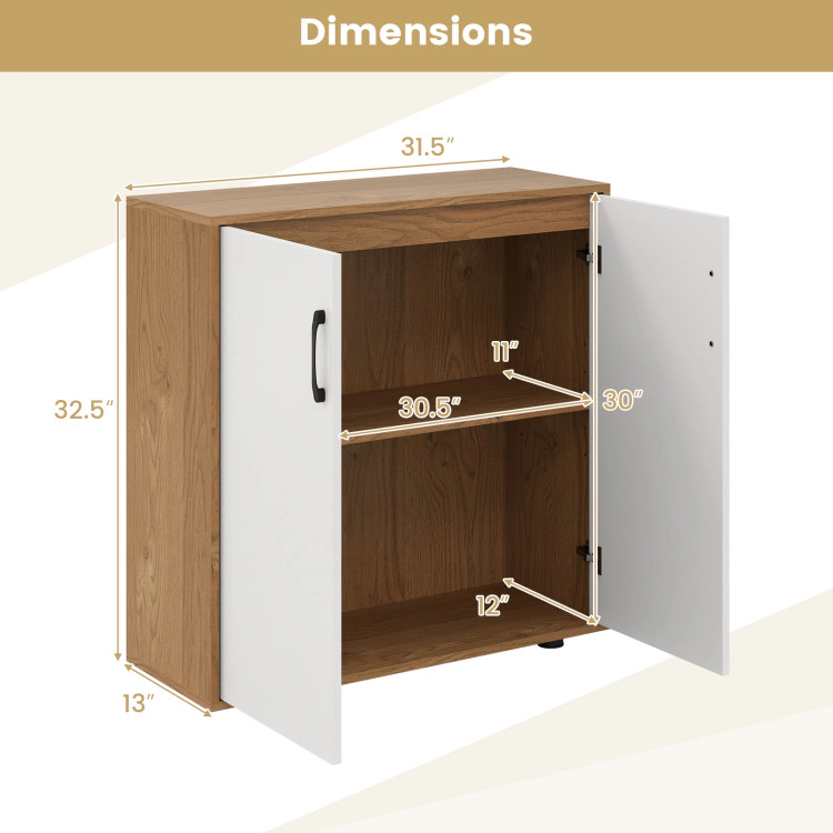 Hivvago Coffee Bar Cabinet With 5-Position Adjustable Shelf For Living Room Dining Room-Natural