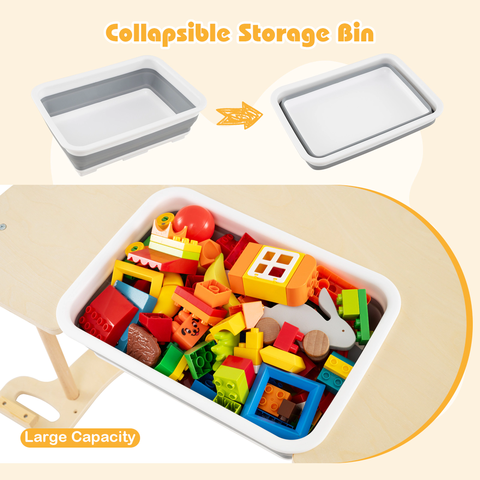 LJG 8 in 1 Climbing Arch Sensory Table for Kids with Collapsible Storage Bin for 3+ Years Old