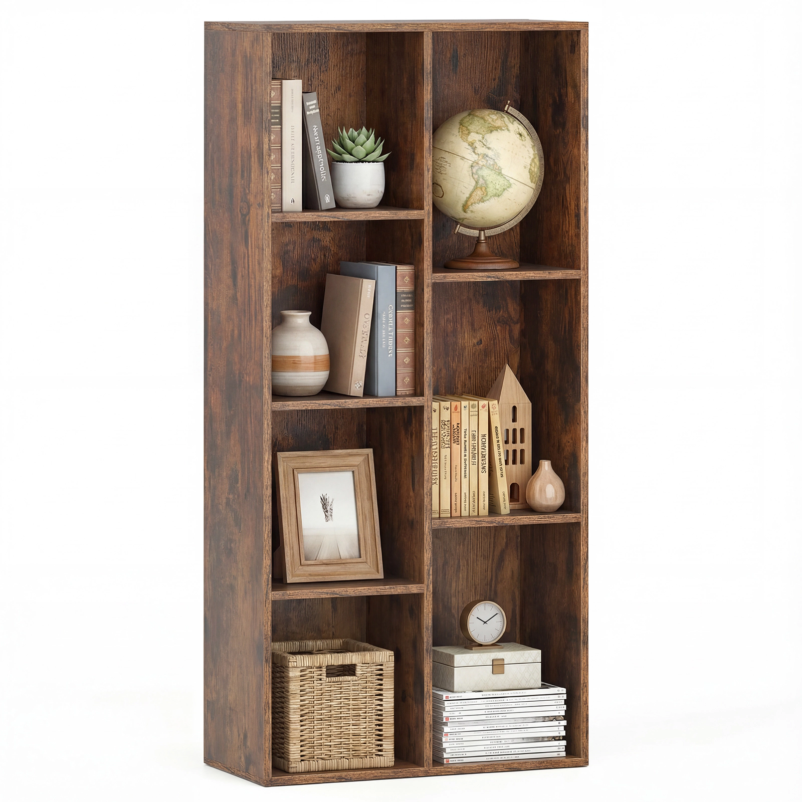 Costway 7-Cube Bookcase Vertical or Horizontal Freestanding Bookshelf w/7 Compartments