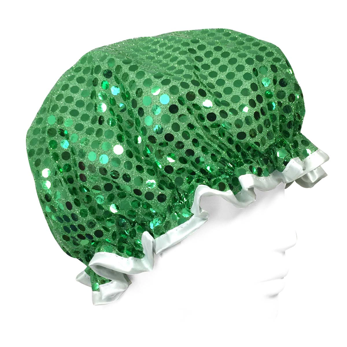 Wrapables Women's Trendy Satin Shower Cap, Green Glitter