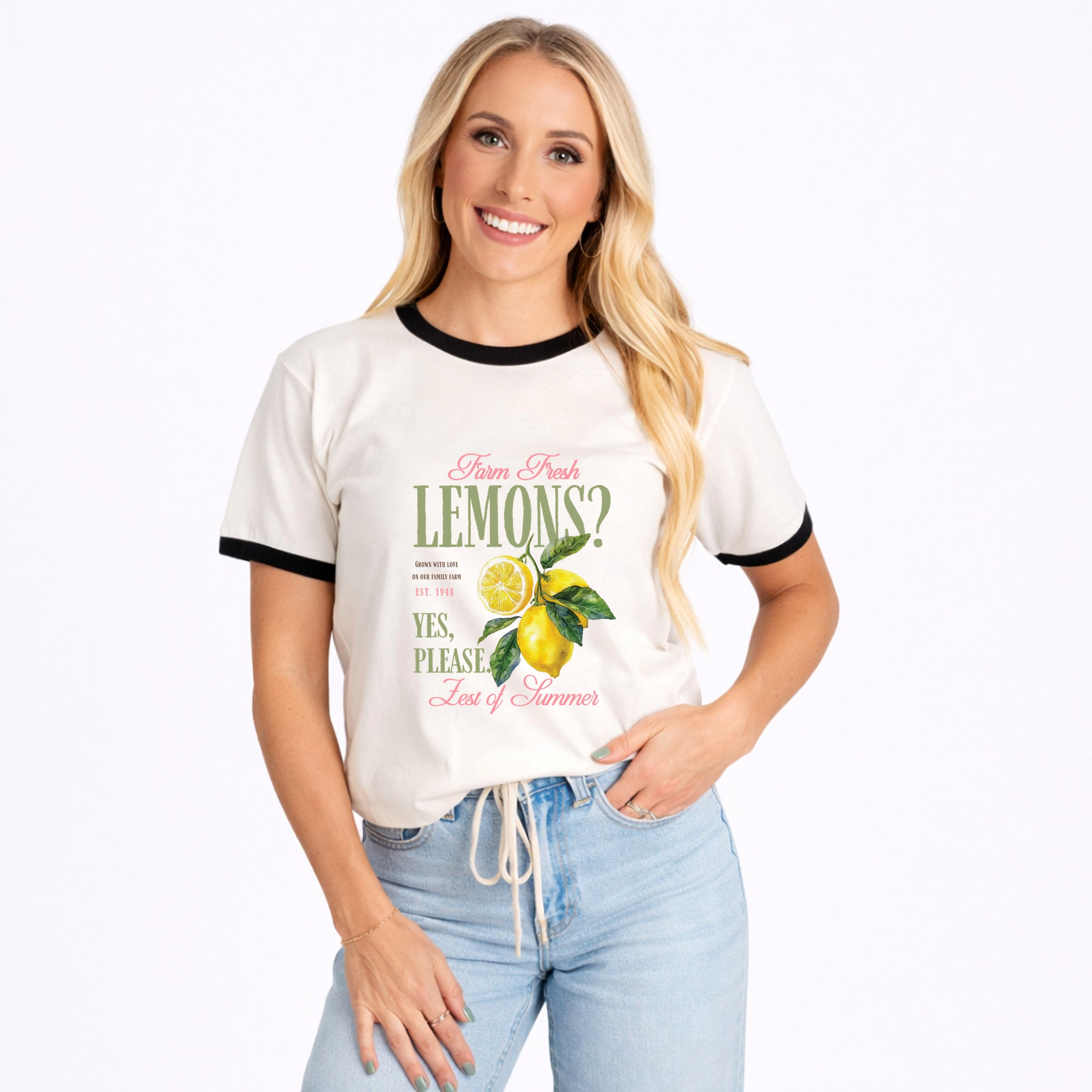 Simply Sage Market - Farm Fresh Lemons Zest of Summer Women's Ringer Graphic T-Shirt