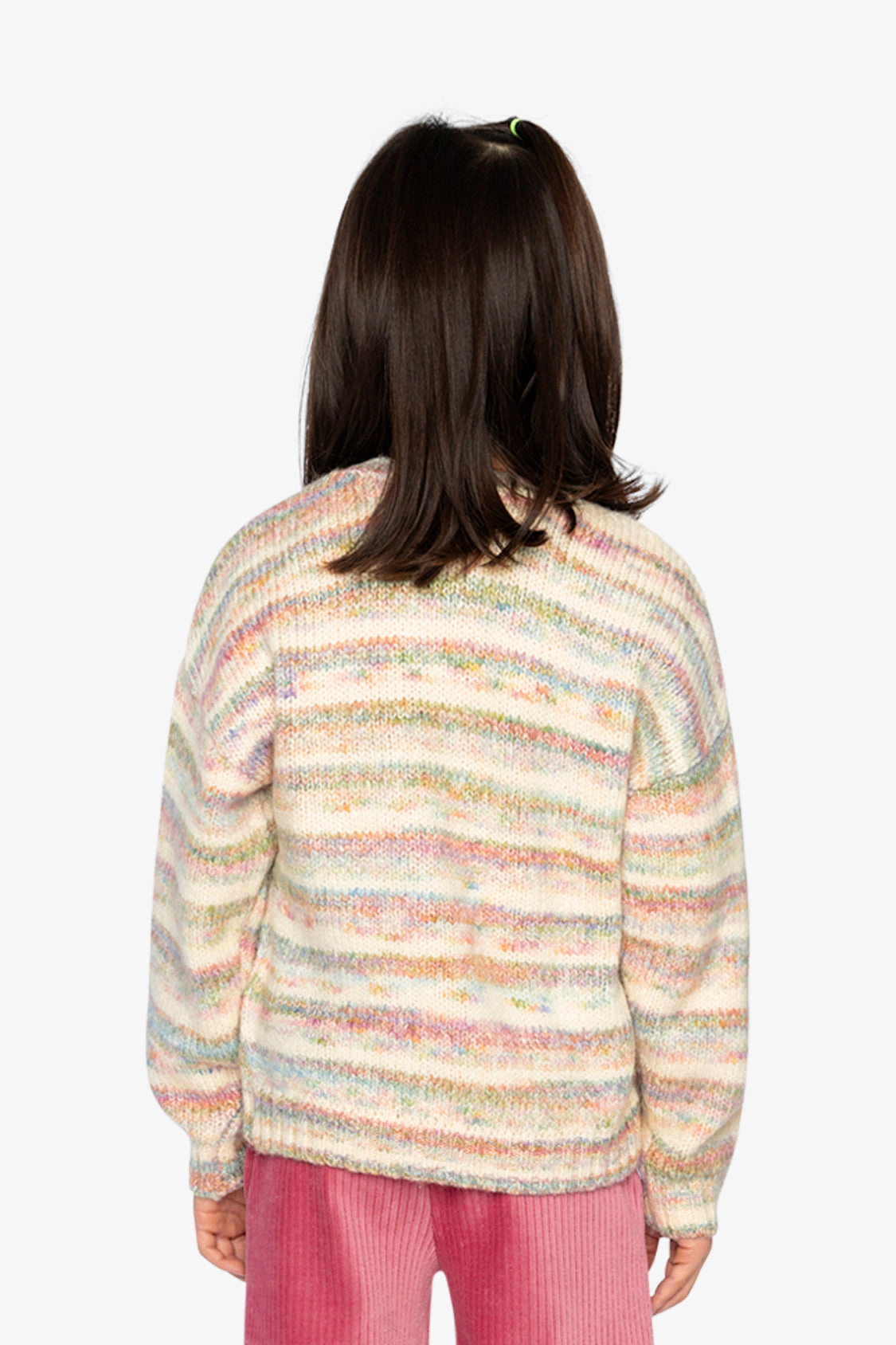 Deux par Girls Striped Bow Appliqué Knitted Cardigan