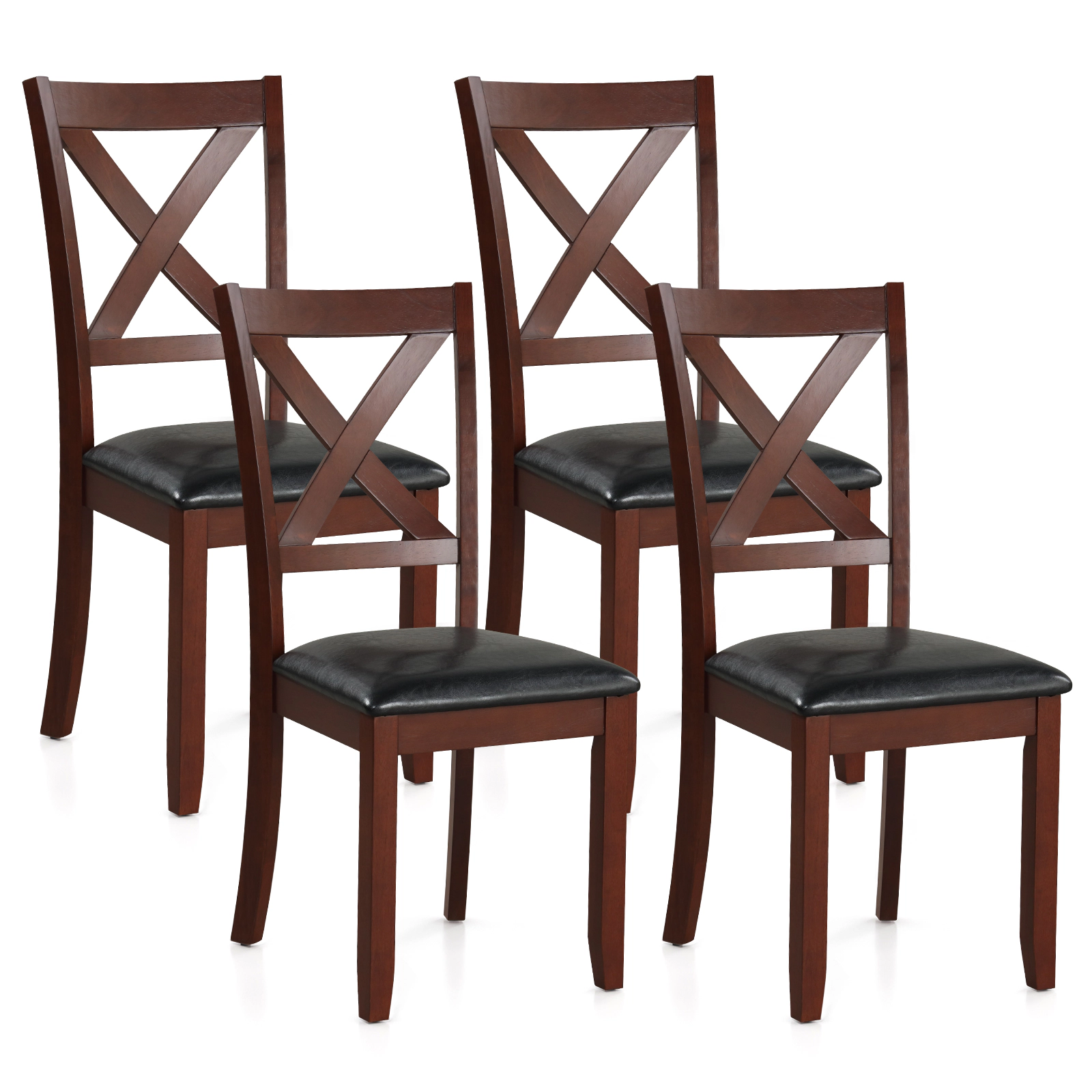 LJG Set of 2 Wooden Kitchen Dining Chair with Padded Seat and Rubber Wood Legs