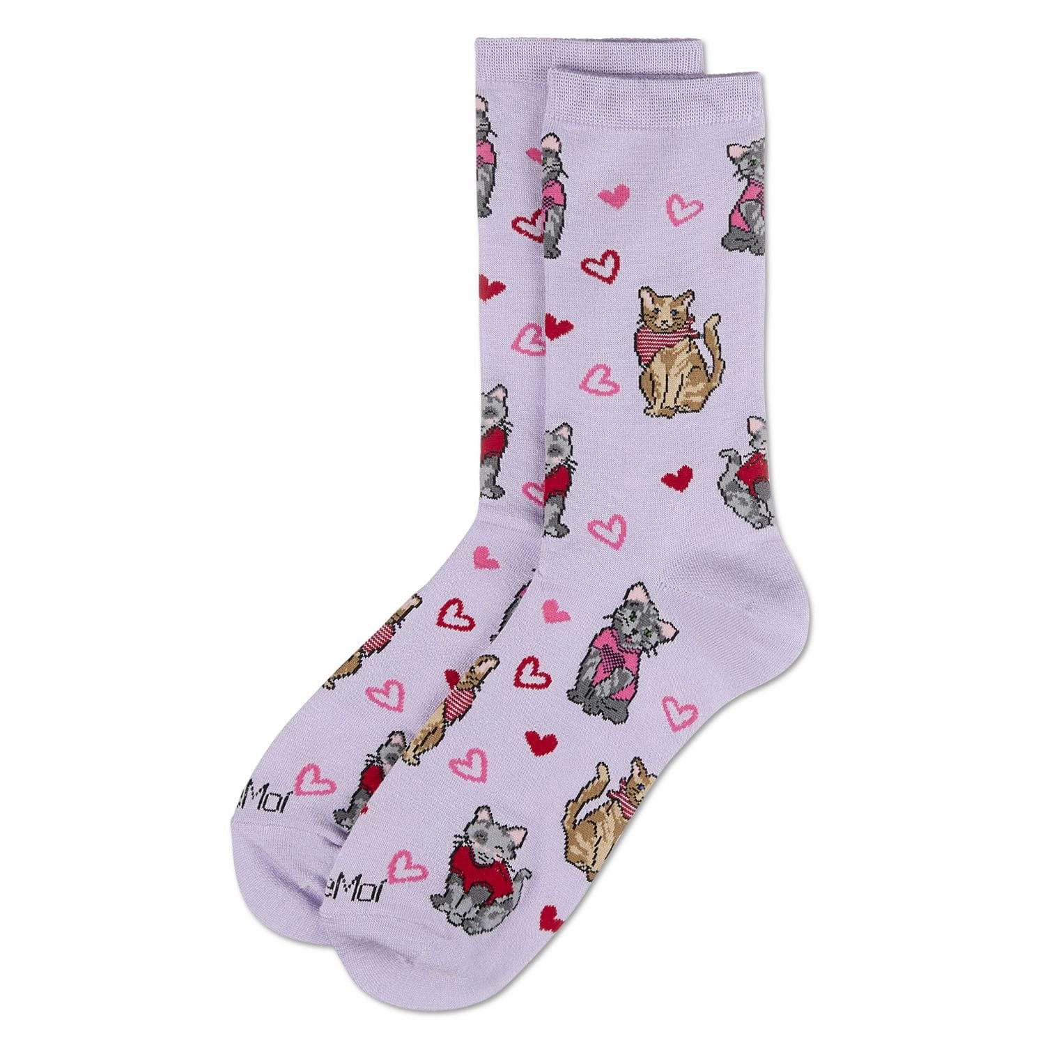 MeMoi Women's Fur-Ever Hearts Rayon From Bamboo Crew Socks