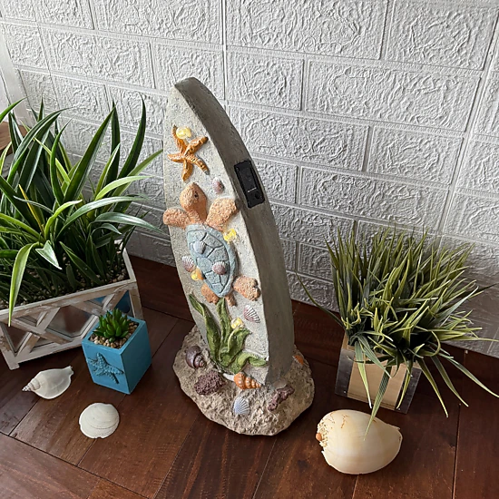 Fancy That Solar Sea Turtle Surfboard Garden Statue 4 Lights Magnesium ...