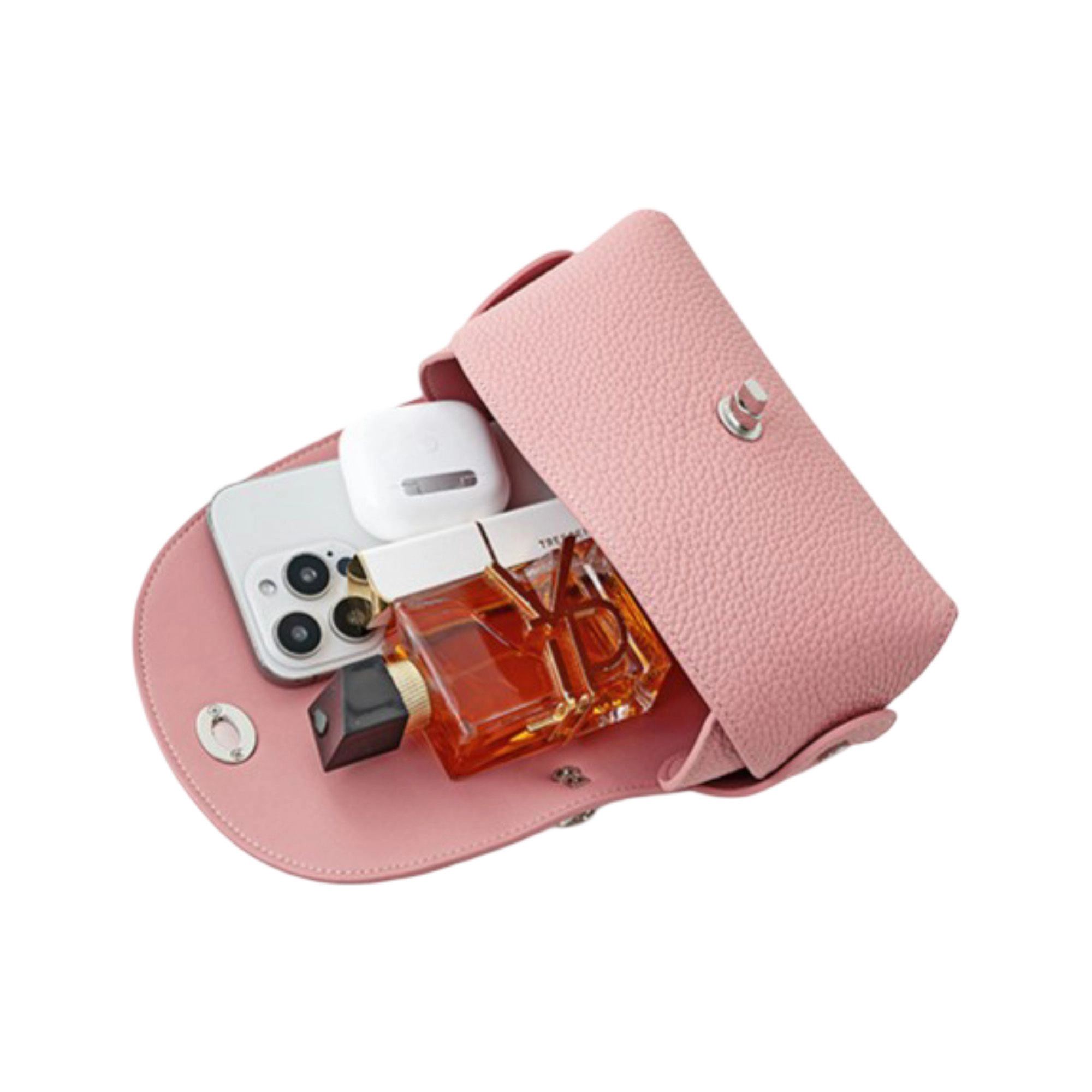Alilang Women's Pebbled Leather Mini Top Handle Bag with Chain Crossbody Strap and Turn Lock Closure