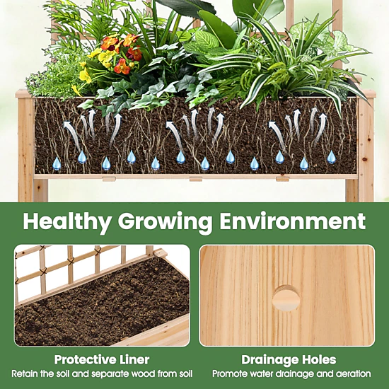 Hivvago Raised Garden Bed on Wheels with Trellis