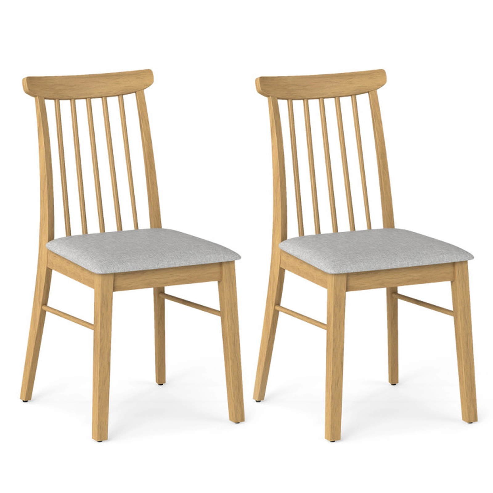 SUGIFT Fabric Upholstered Dining Chair Set of 2 Armless Rubber Wood Frame 330-lb Capacity 36-in Tall Gray + Natural