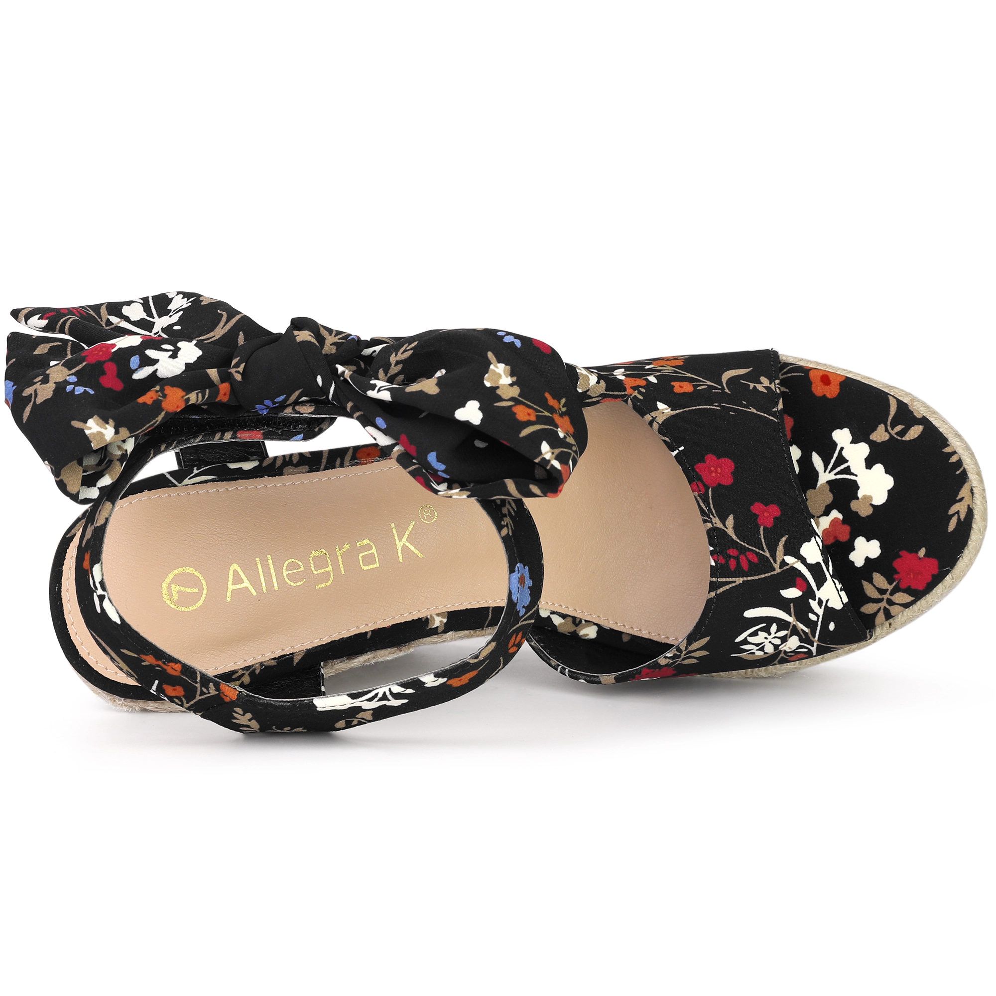 BLISSFUL STEP Women's Floral Print Open Toe Slingback Platform Wedge Sandals