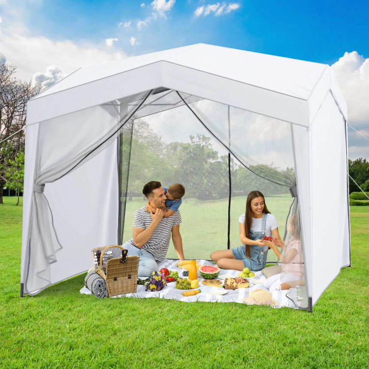 Hivvago Pop up Canopy Tent wiht 4 Sidewalls Mesh Netting Wheeled Bag
