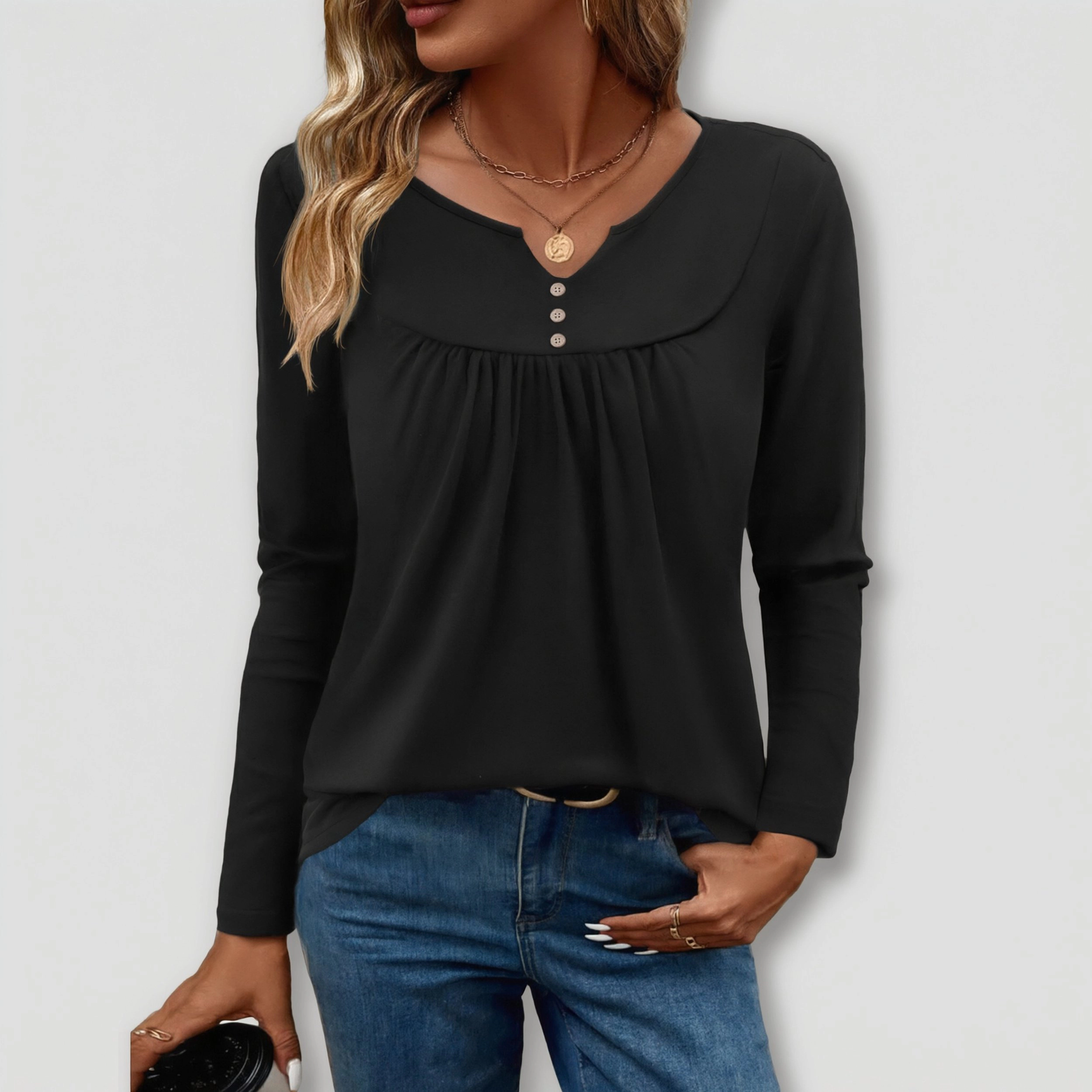 Zeagoo Women Longline V Neck Blouse