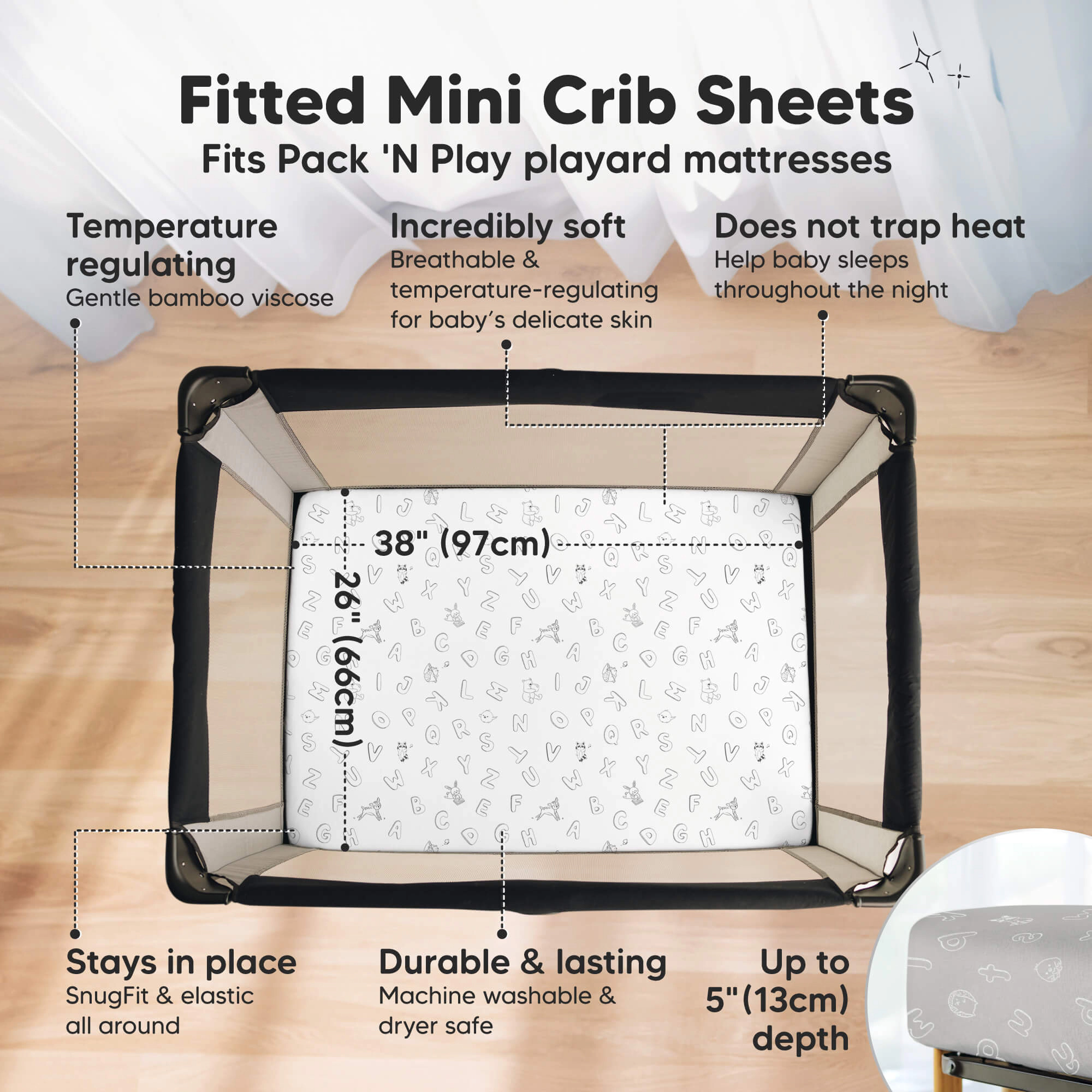 KeaBabies Isla Fitted Mini Crib Sheets