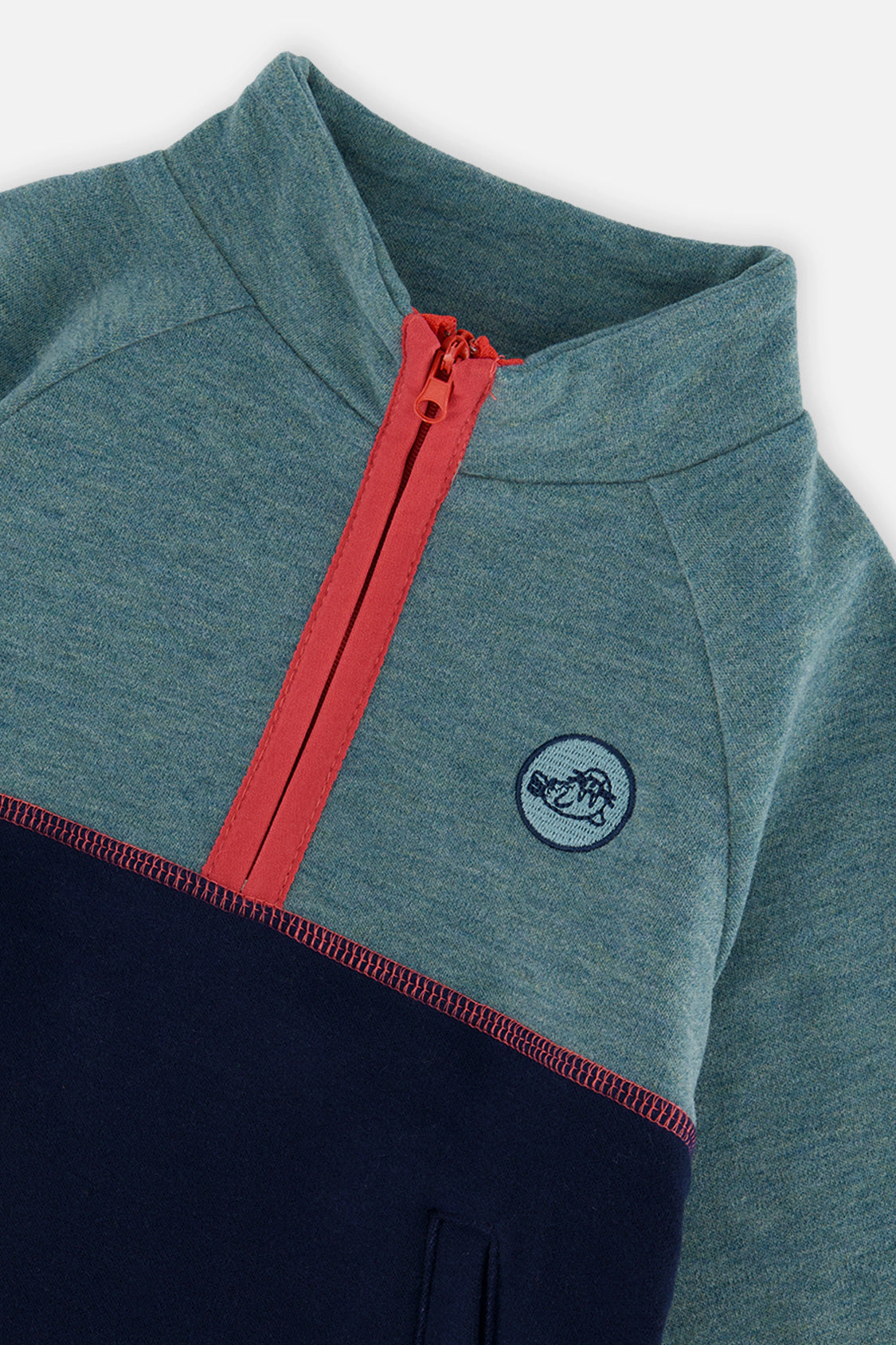 Deux par Boys Quarter Zip Mock Neck Brushed Jersey Top with Side Pockets