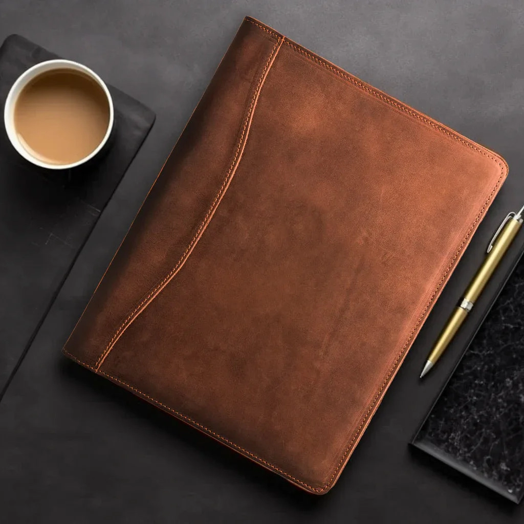 Steel Horse Leather Unisex Falit Leather Folio | Handmade Leather Padfolio
