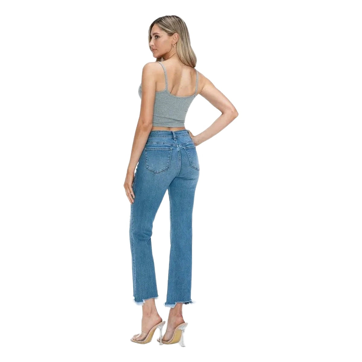 Judy Blue Womens Distressed Mid Rise Crop Jeans