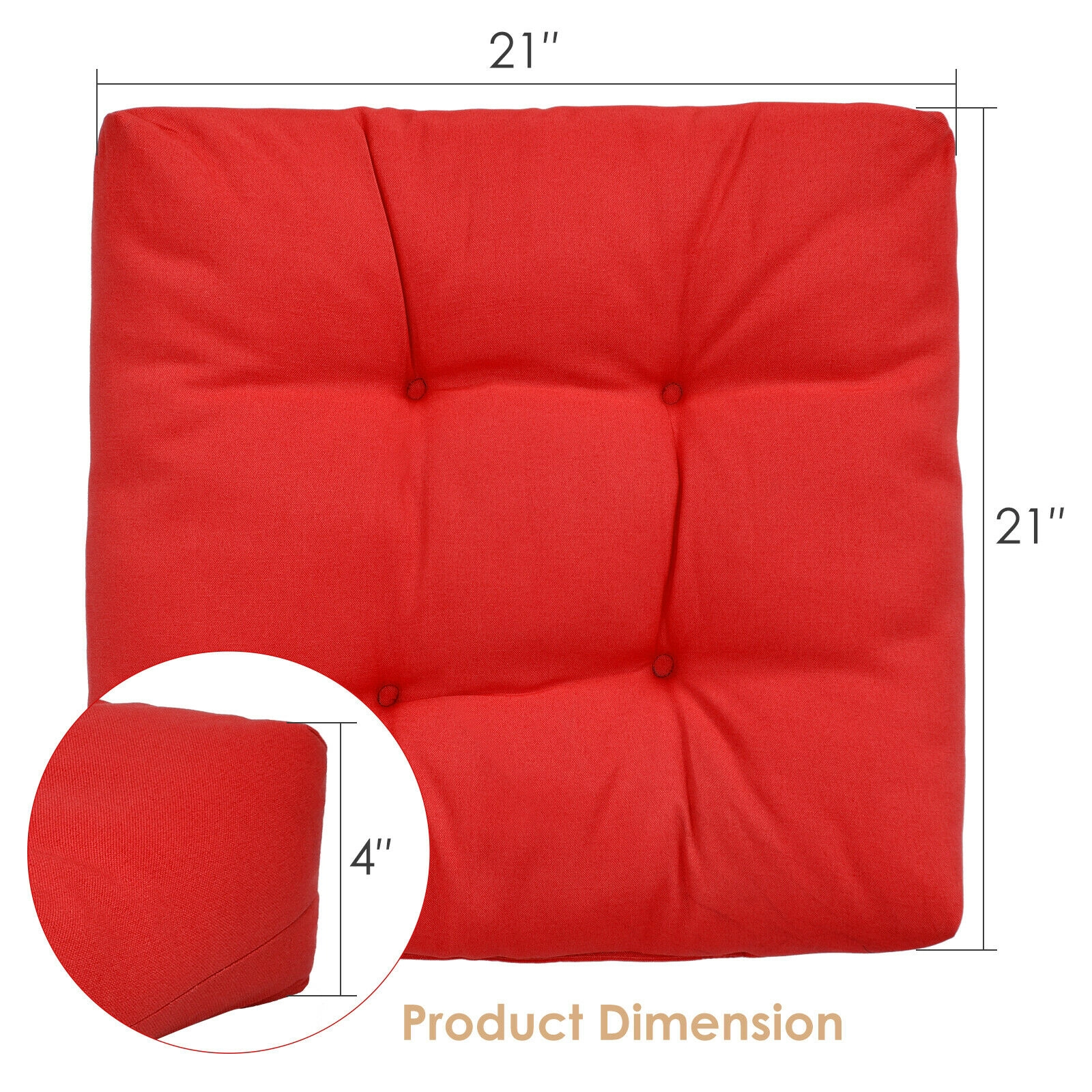 SlickBlue Square Patio Furniture Seat Cushions with Cotton Filling