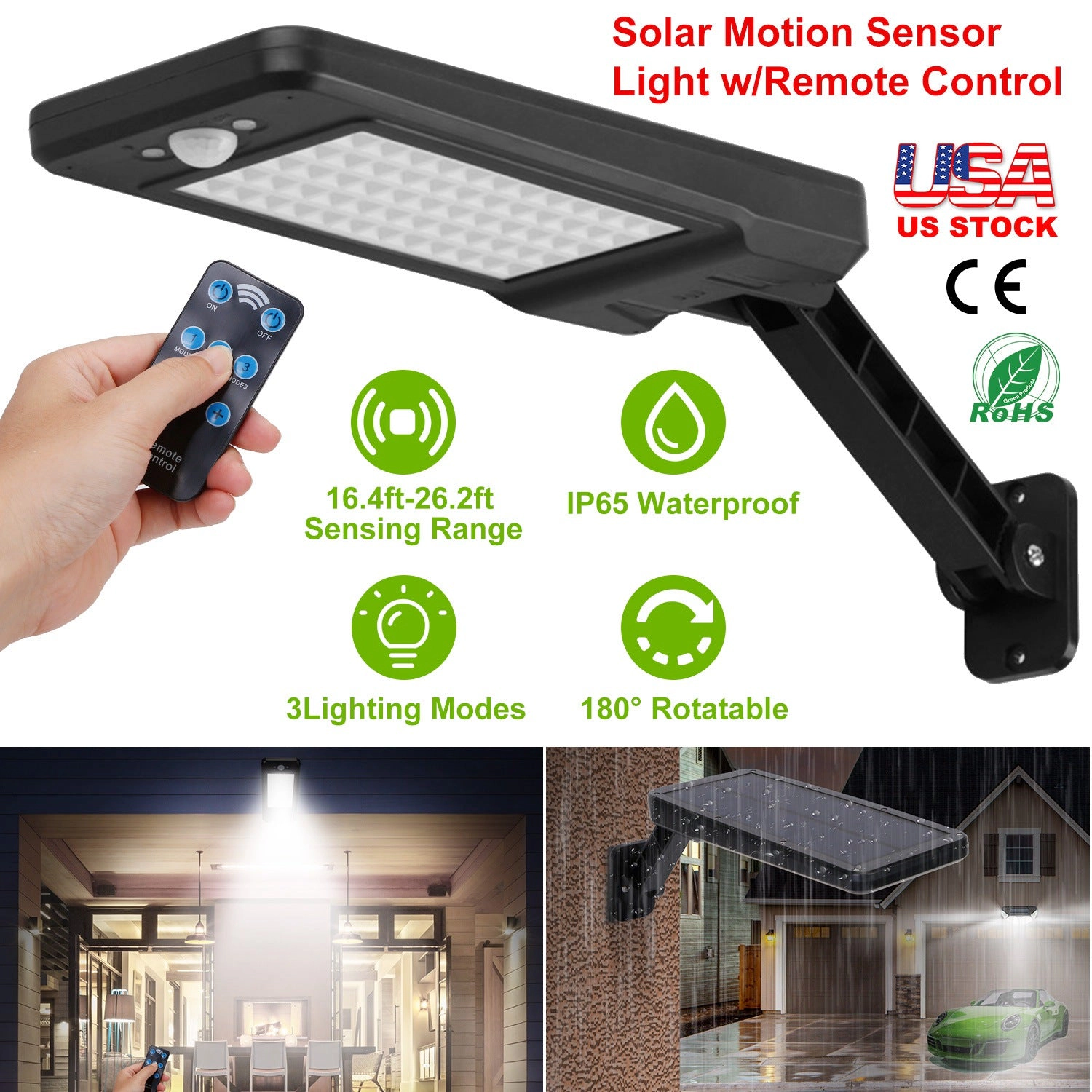 GBruno Solar 60-LED Motion Sensor Wall Light