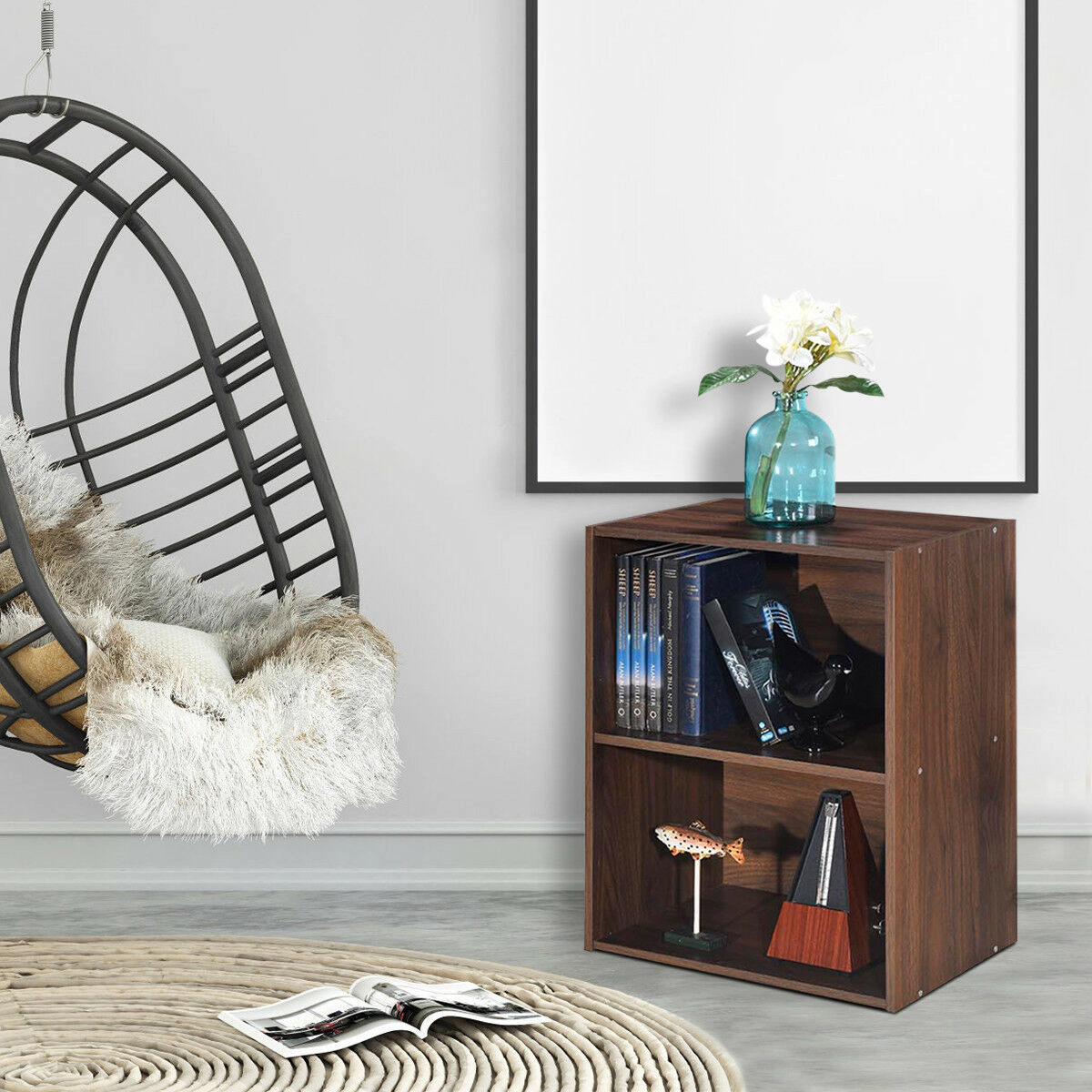 Costway 2PCS 2-Cube Bookcase with Adjustable Shelf Freestanding