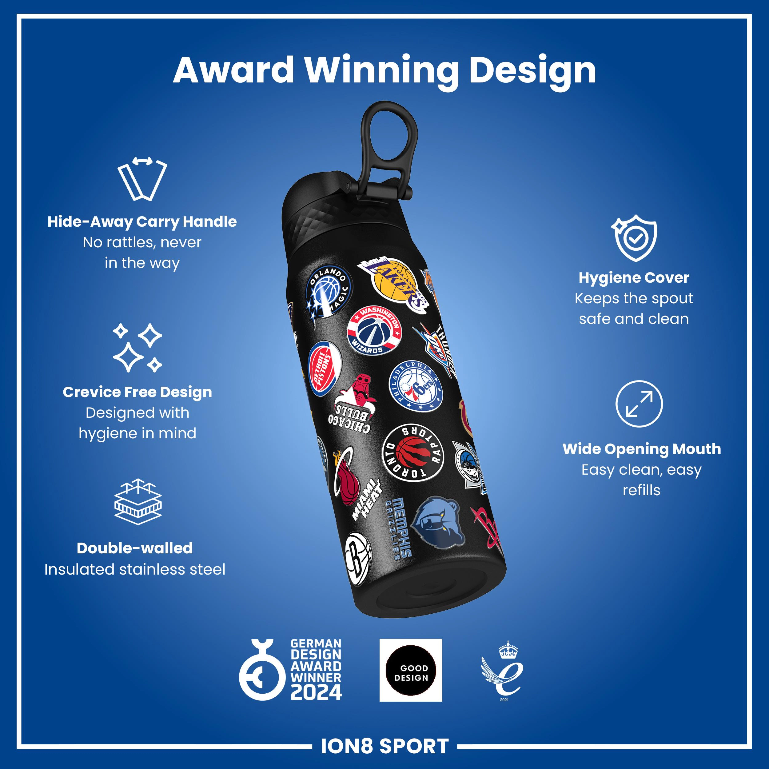 Ion8 NBA 24oz Insulated Multi Team Water Bottle