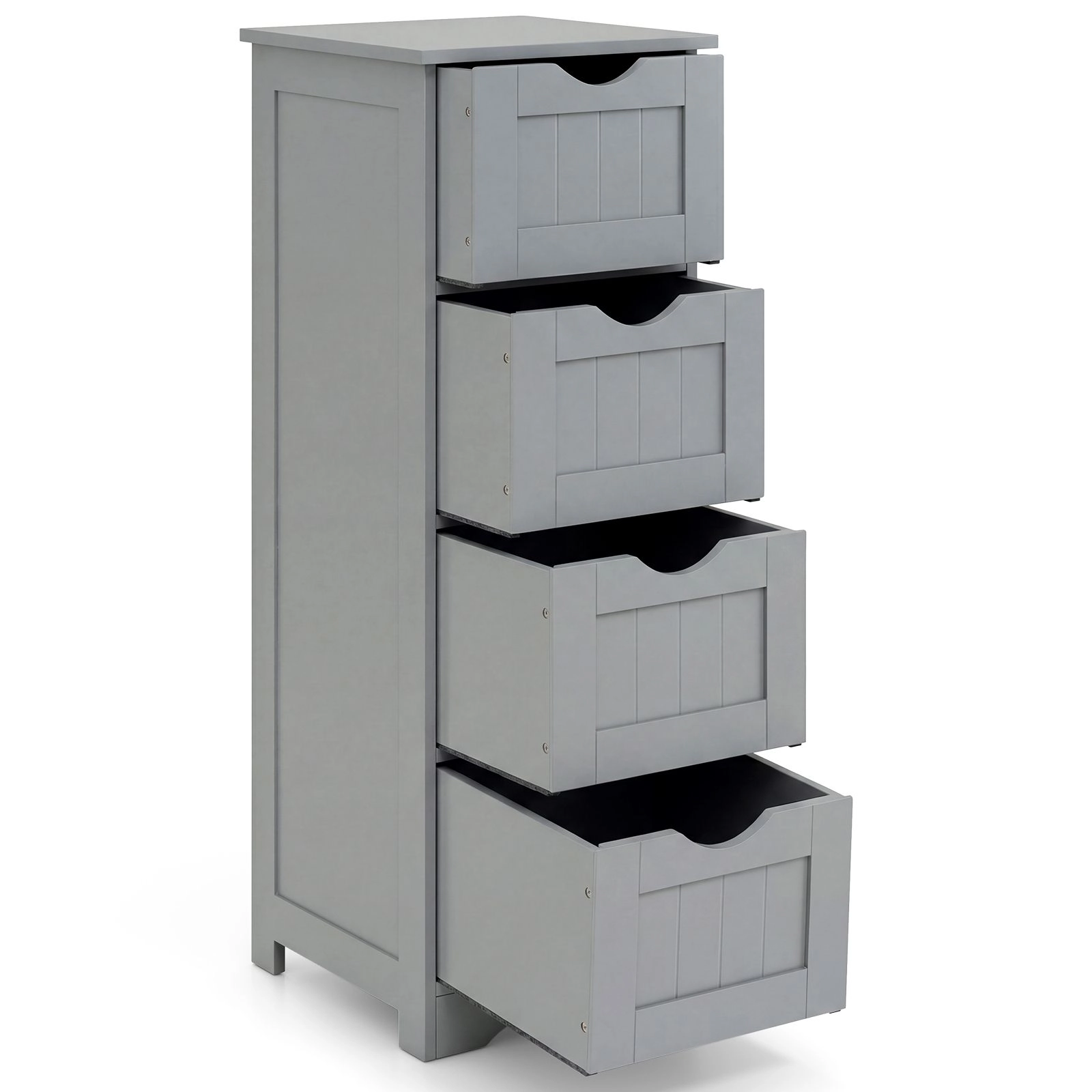 SlickBlue Narrow Bathroom Floor Cabinet with 4 Drawers, Gray