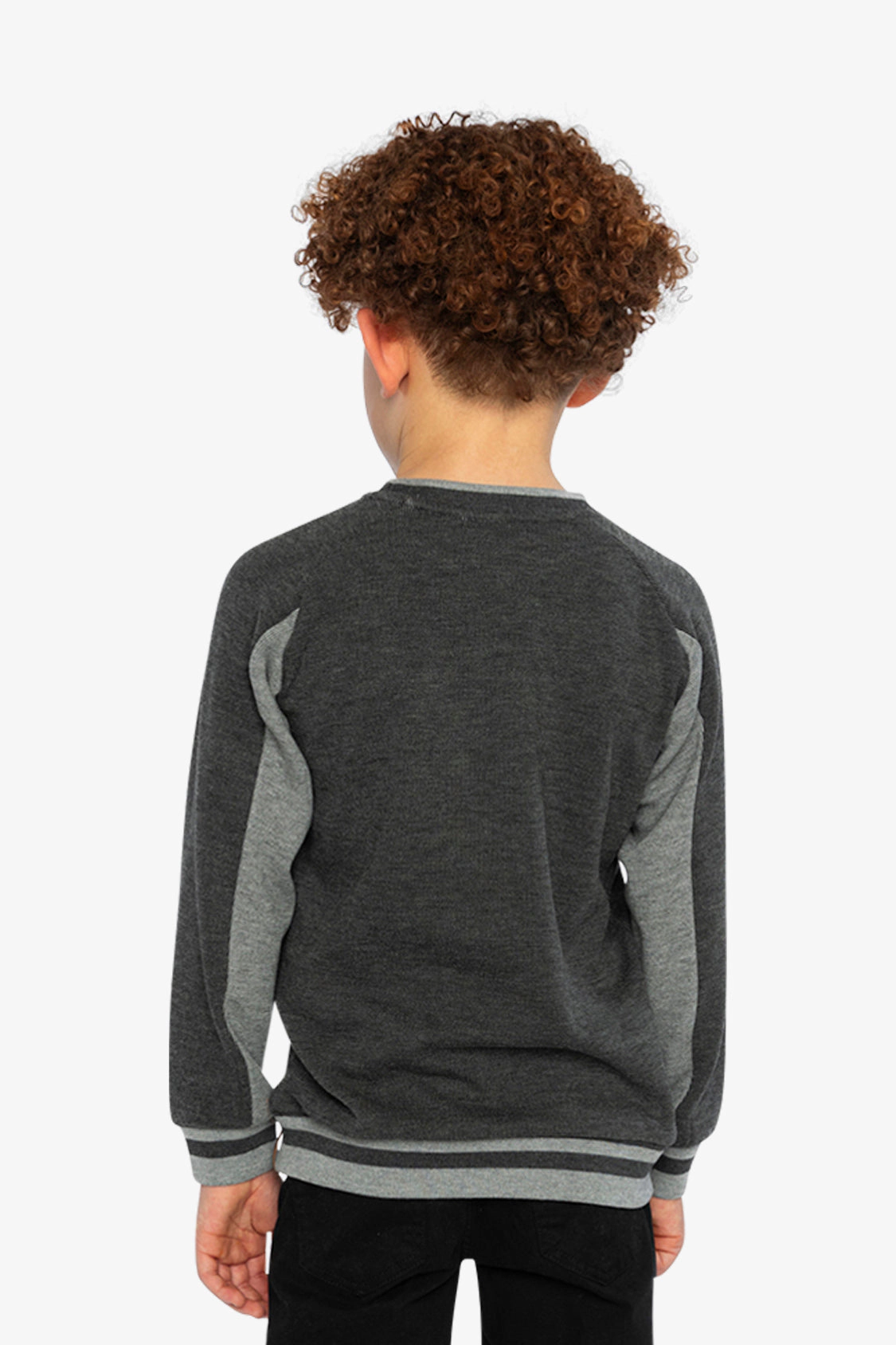 Deux par Deux Boys Flat Back Rib Crewneck Sweatshirt with Brushed Interior