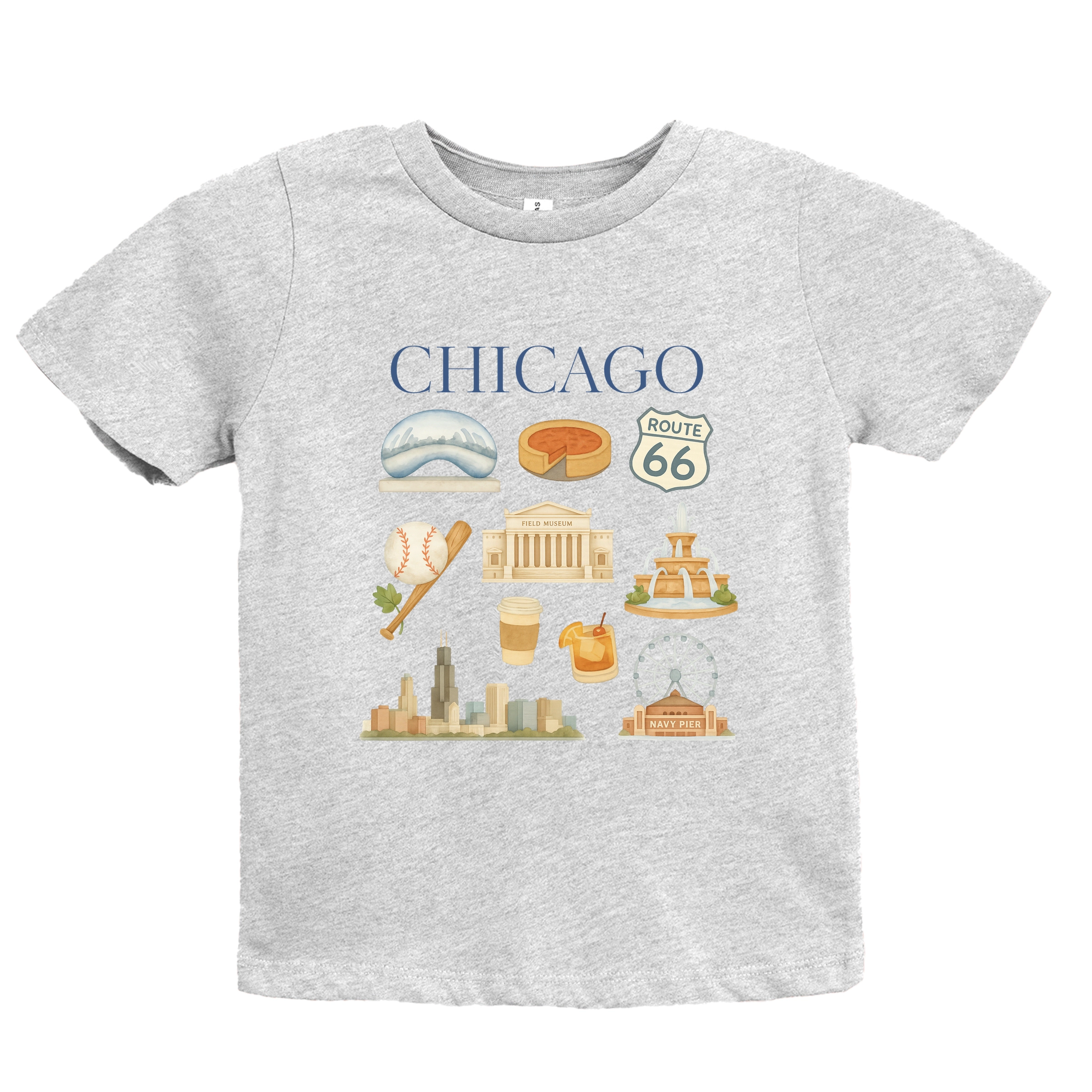The Juniper Shop - Youth Short Sleeve Graphic T-Shirt Chicago Watercolor Collage