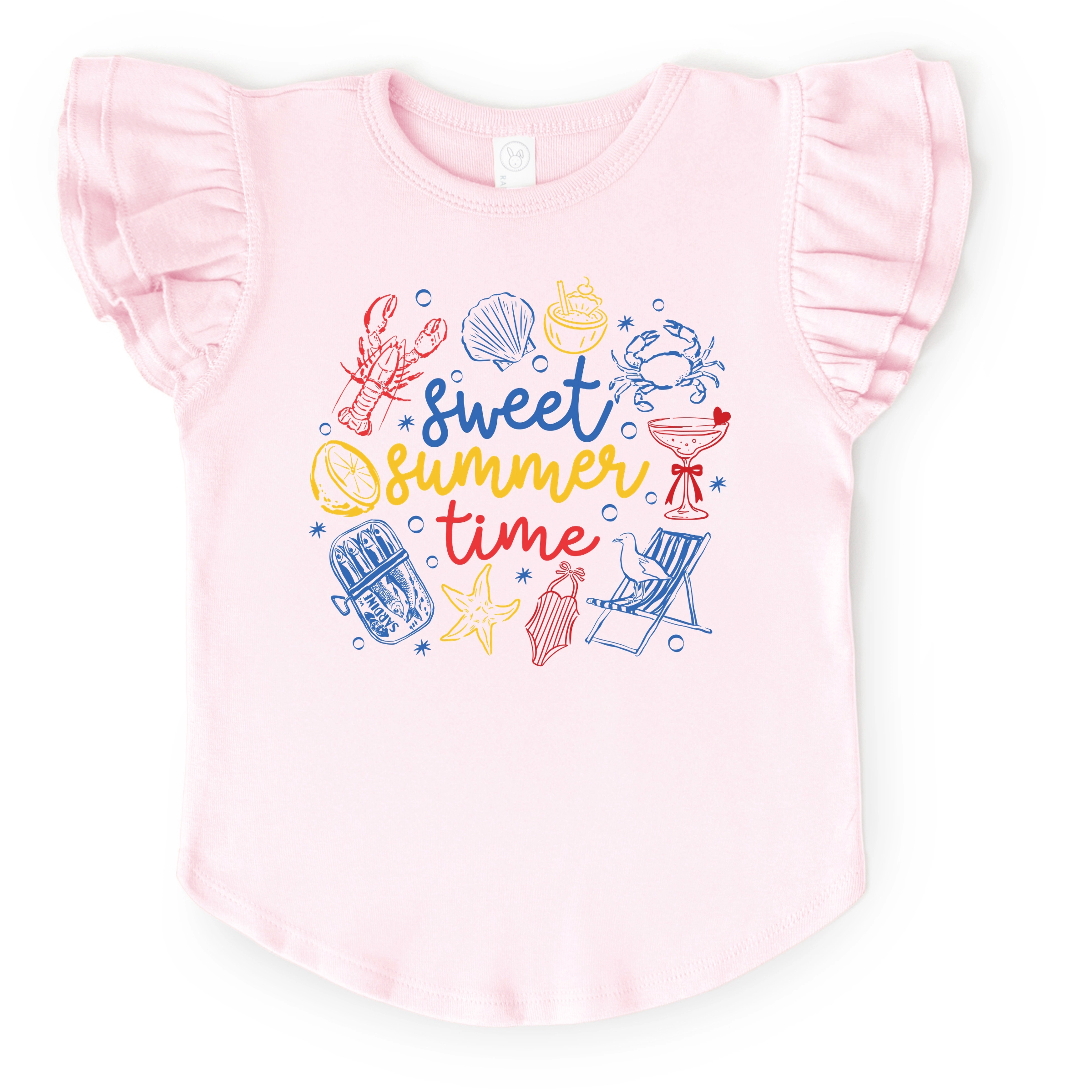 The Juniper Shop - Sweet Summer Time Nautical Girl's Flutter Sleeve Graphic T-Shirt