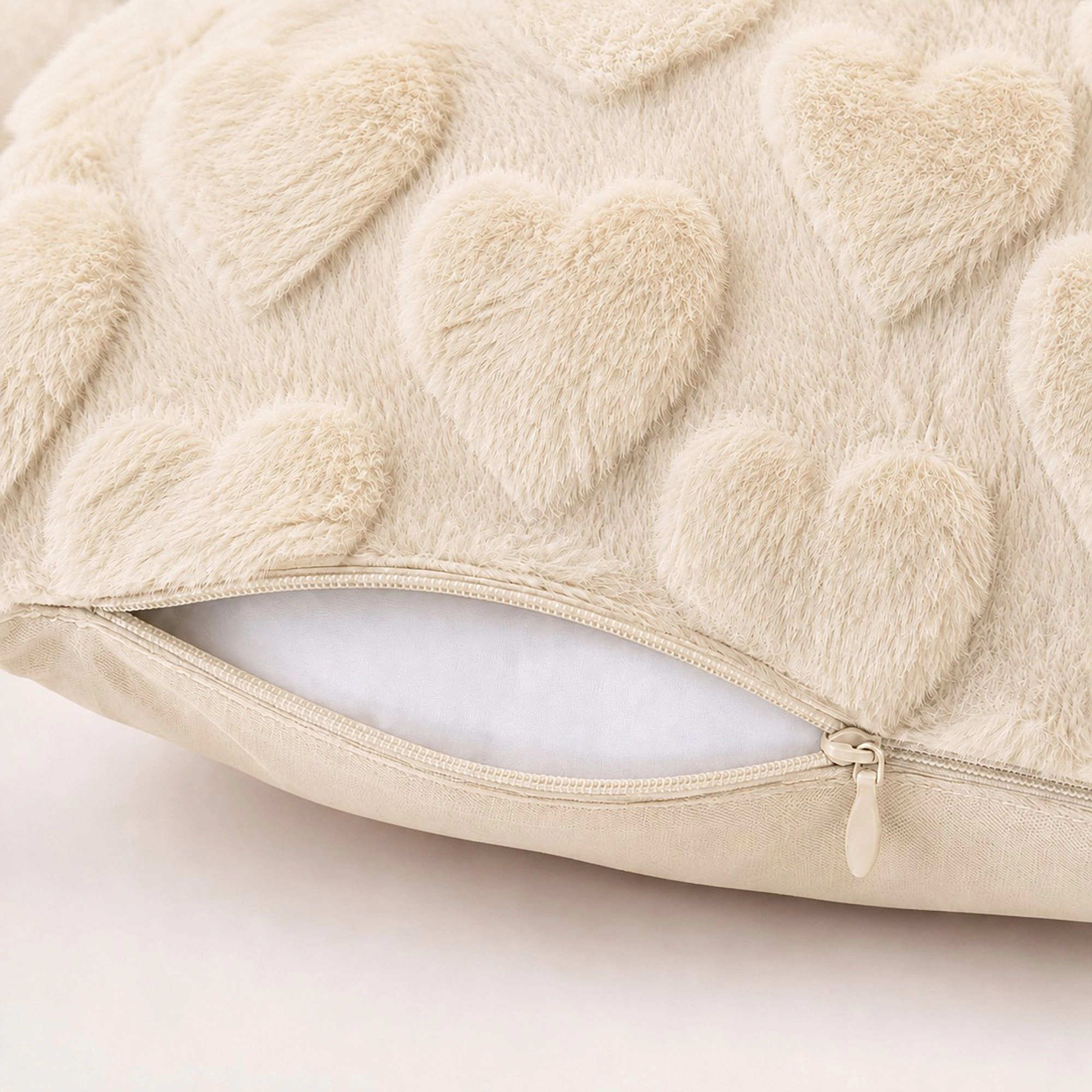 Alilang Unisex Plush Heart Textured Throw Pillow Cover for Couch Bed and Chair