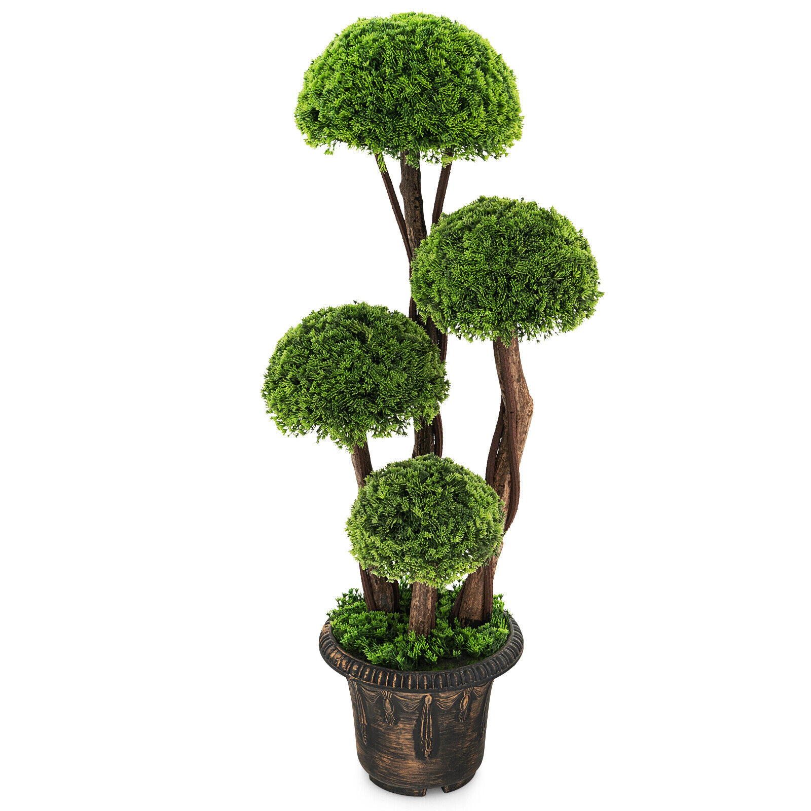 Slickblue Artificial Four Ball Cypress Tree 35.5 in with Decorative Planter