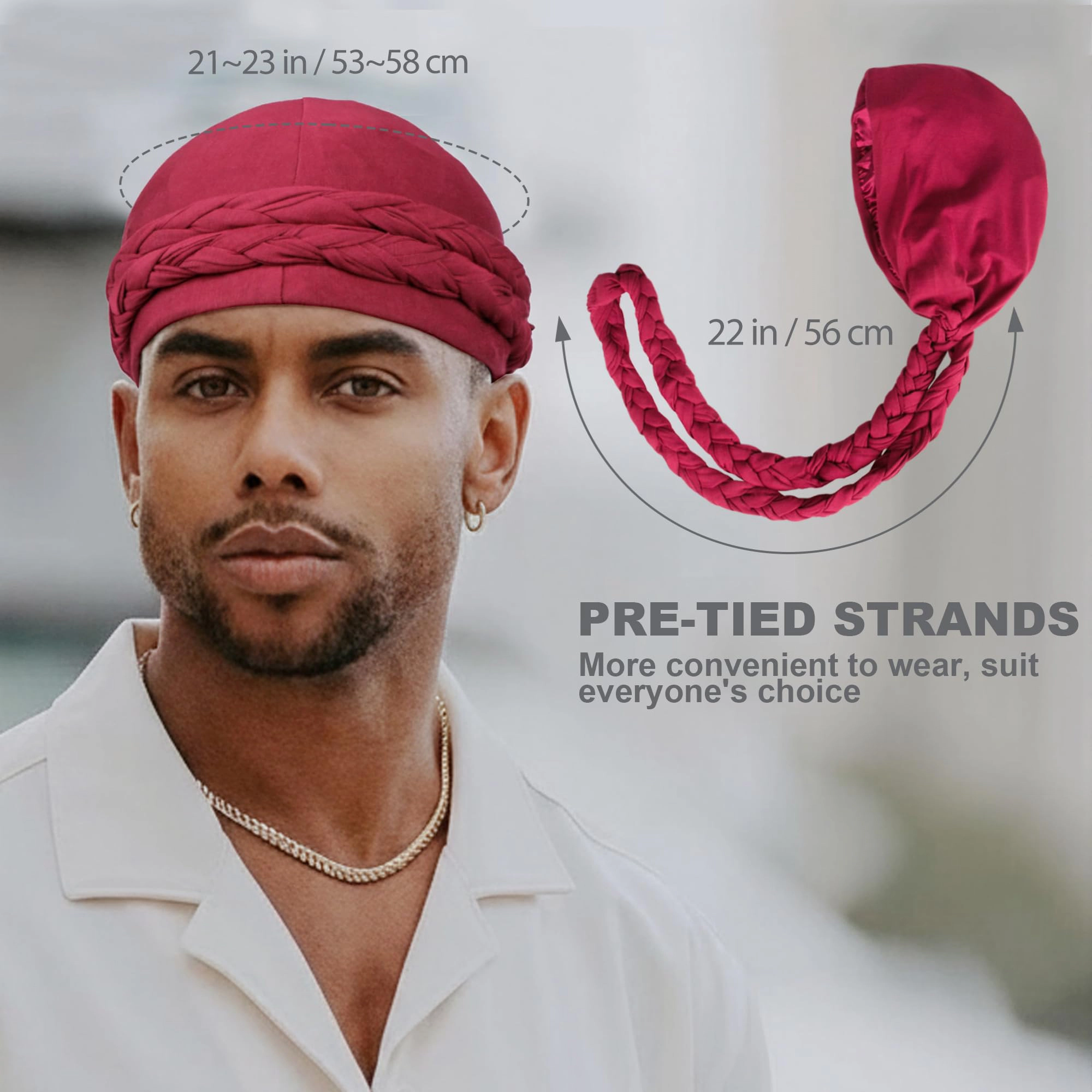 PIGFDK 6 Pack Satin Lined Turbans For Men  Silky Mens Turban Durag Waves Br& Hair Care