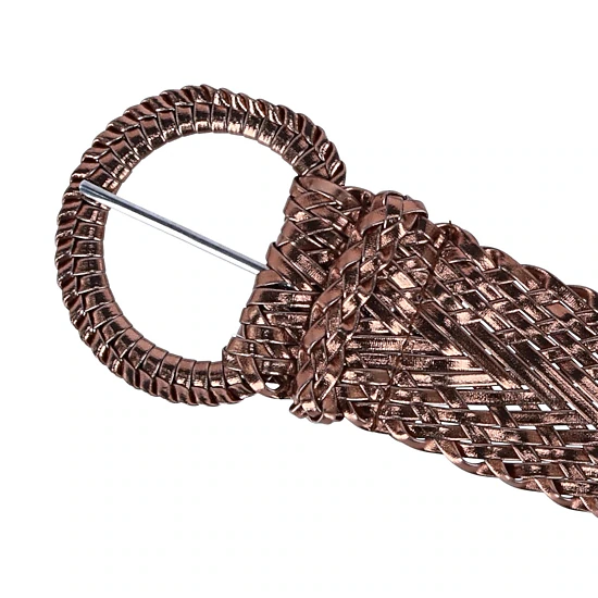 CTM® Women's Braided Wide Belt with Matching Buckle Adjustable Woven
