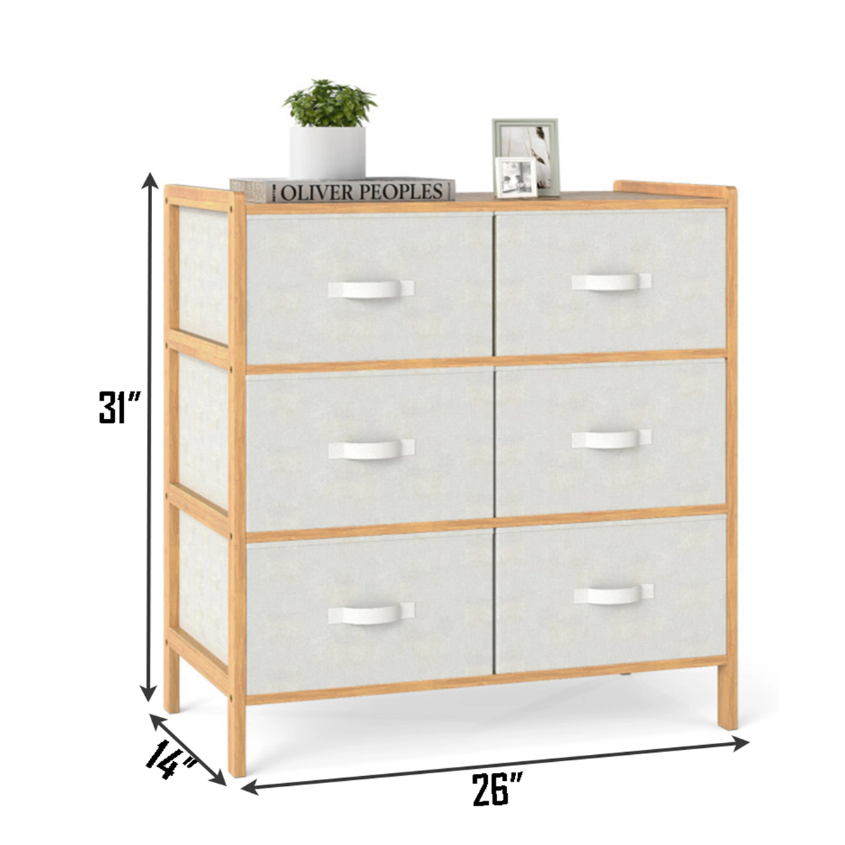 SlickBlue 6-Drawer Dresser Storage Organizer Cabinet