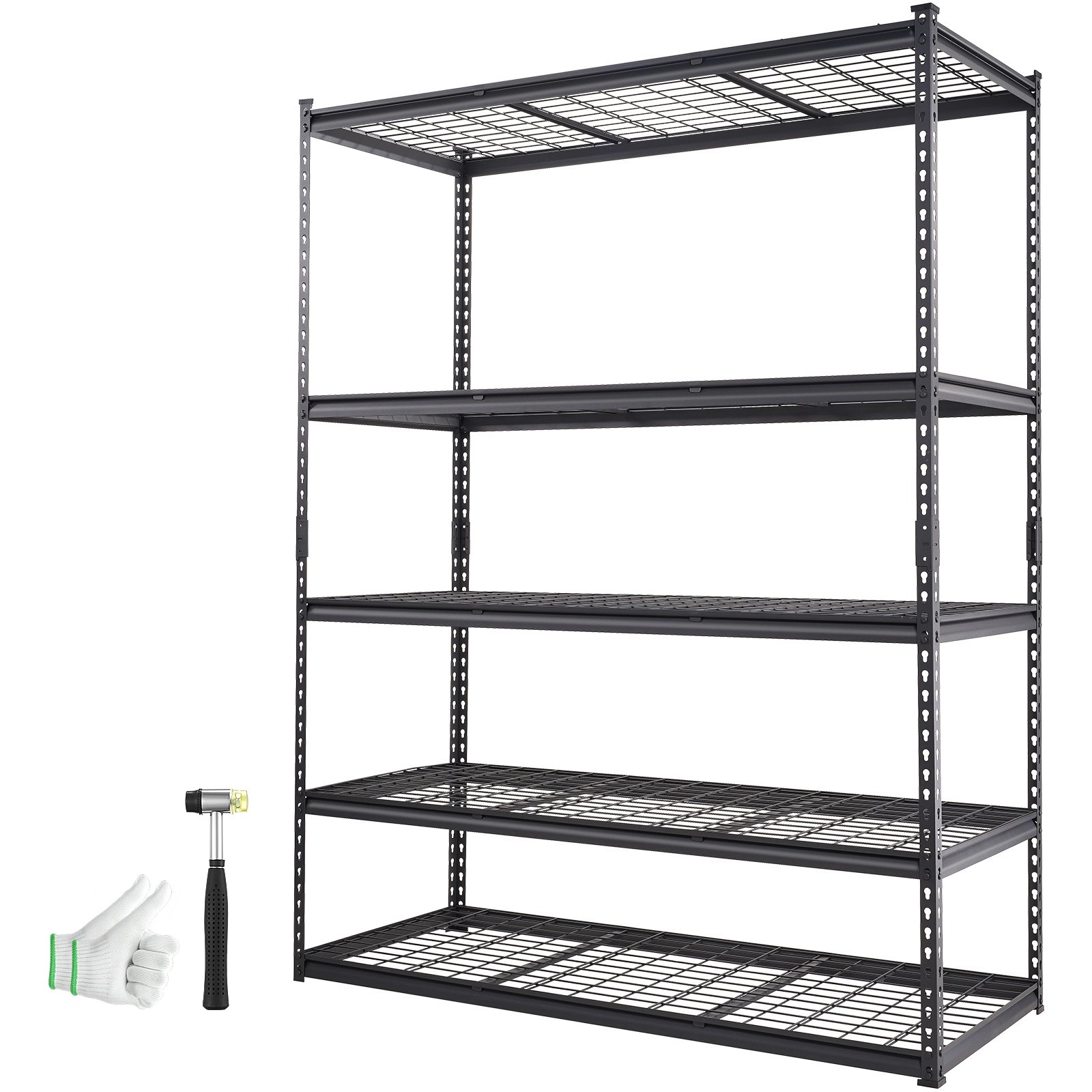 Flynama 5-Shelf Freestanding Garage Shelving, Heavy Duty Steel, Adjustable, Black (60"W x 78"H x 24"D)