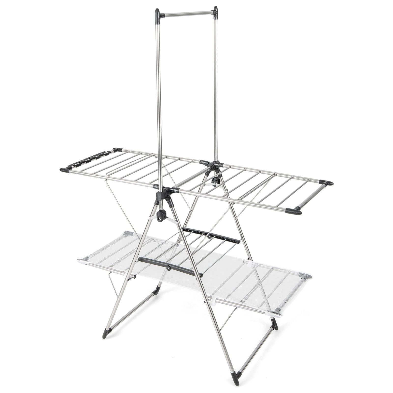 SlickBlue Foldable Clothes Drying Rack, Adjustable Gullwing, 2-Tier