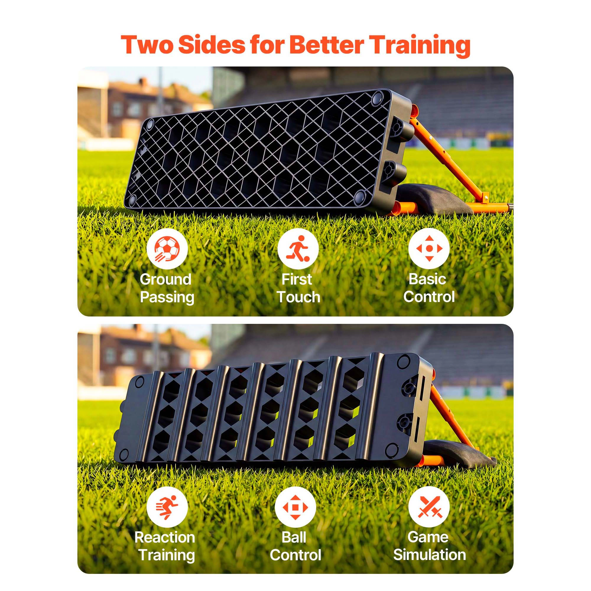 HONGGE Soccer Rebounder Board Portable Soccer Wall with 2 Angles Rebound Foldable HDPE Kickback Rebound Board Soccer