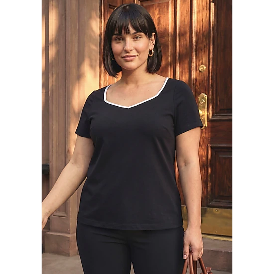 Avenue Women's Plus Size Audrey Contrast Sweetheart Top - JCPenney