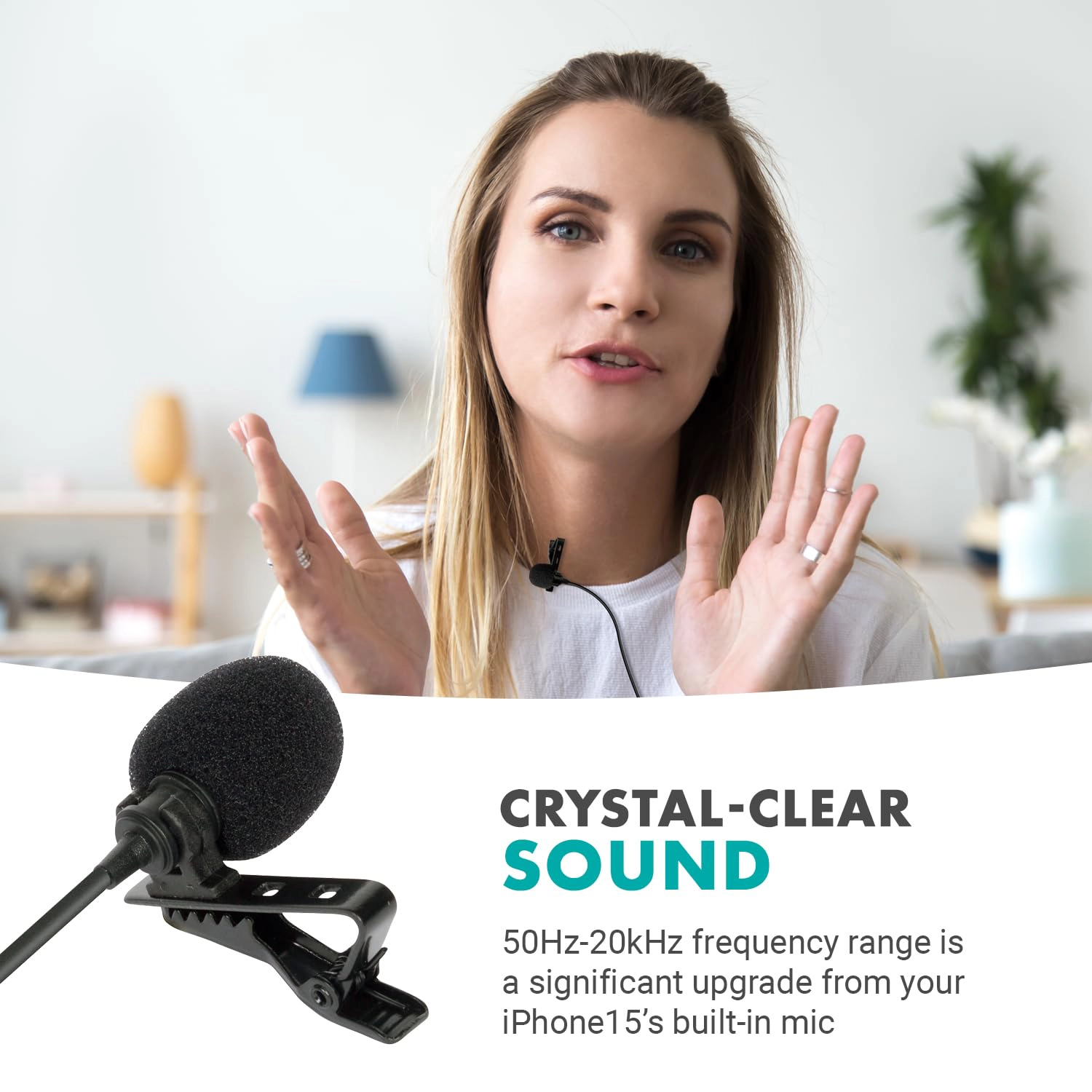 Movo uLav-L-Duo Digital Dual iPhone 15/16 Lavalier Omnidirectional Clip on Microphone with USB-C Connector Compatible