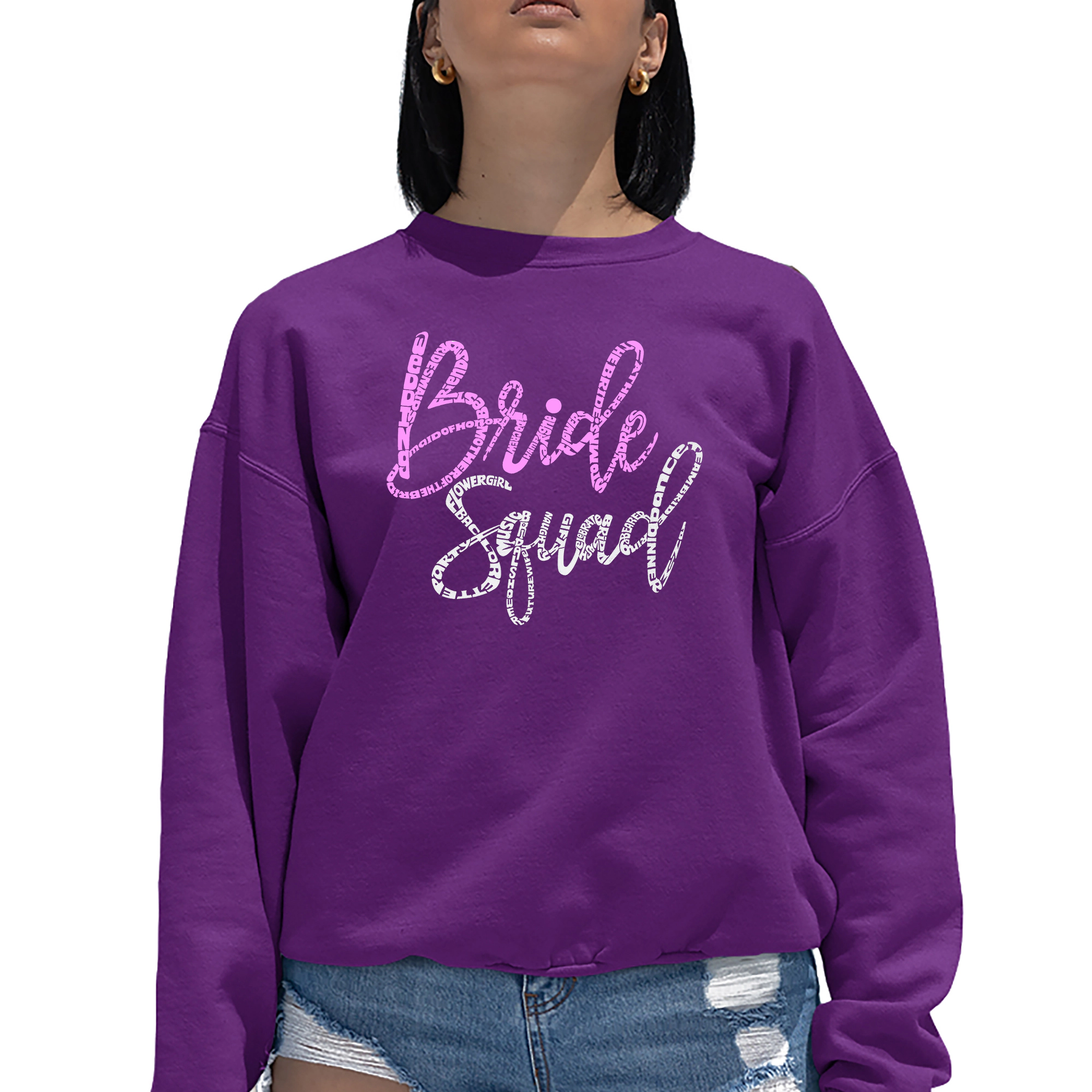 LA Pop Art Bride Squad - Women's Word Art Crewneck Sweatshirt
