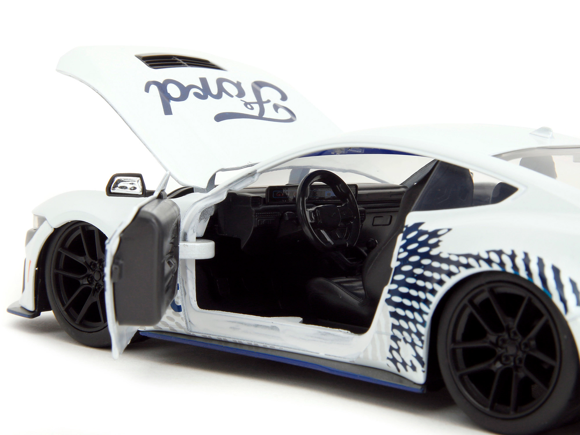 Jada 2024 Ford Mustang Dark Horse White with "Mustang Horse Graphics" "Bigtime Muscle" Series 1/24 Diecast