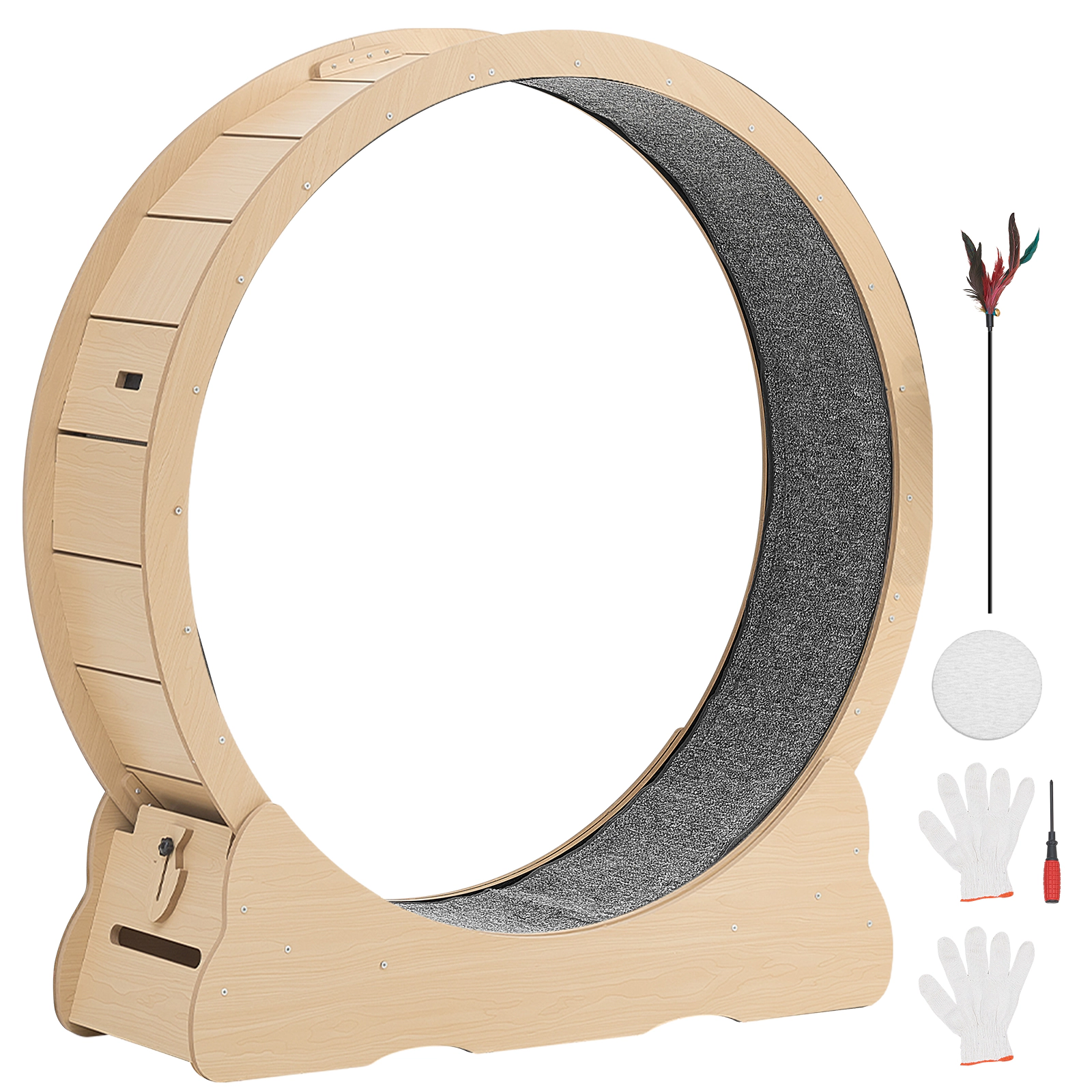 HONGGE 48-Inch Wooden Cat Exercise Wheel for Medium to Large Cats Up to 28 lbs, Quiet Indoor Wheel