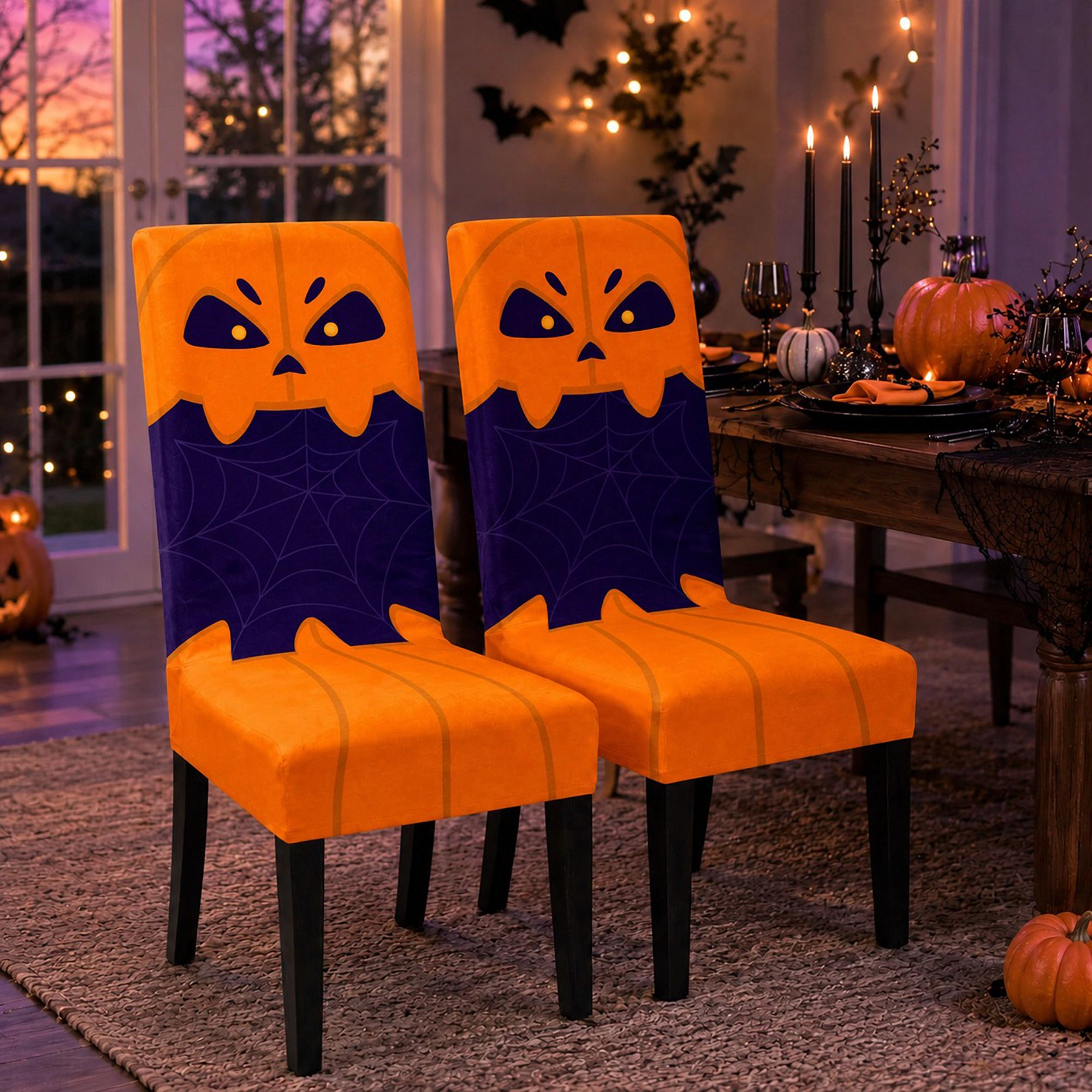 Alilang Halloween Stretch Pumpkin Mummy Print Dining Chair Cover