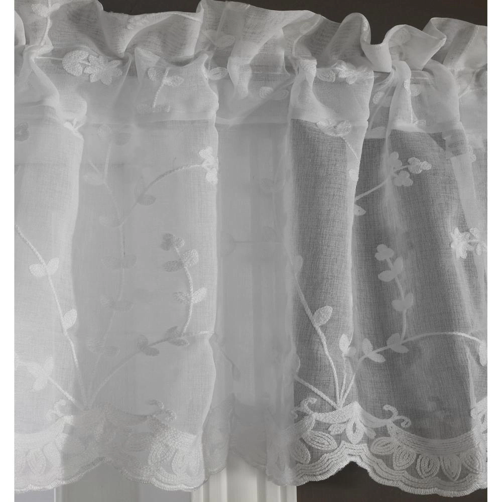 Commonwealth Habitat Grandeur Deep Scalloped Embroidery Pole Top Window Panel - White