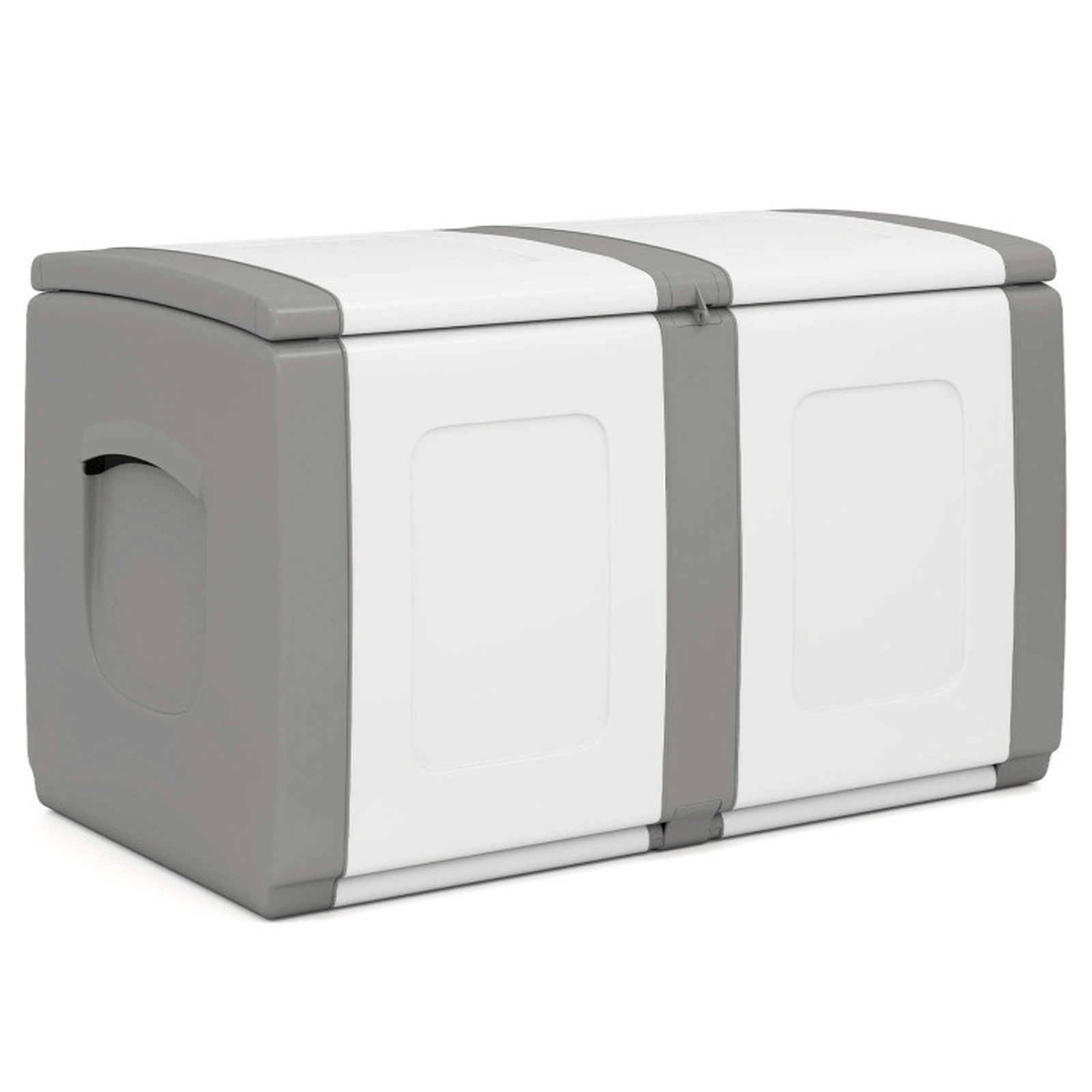 SUGIFT 53-Gallon Lockable Lid Waterproof PP Outdoor Patio Deck Storage Box 37-in x 21.5-in x 22.5-in 155-lb Gray