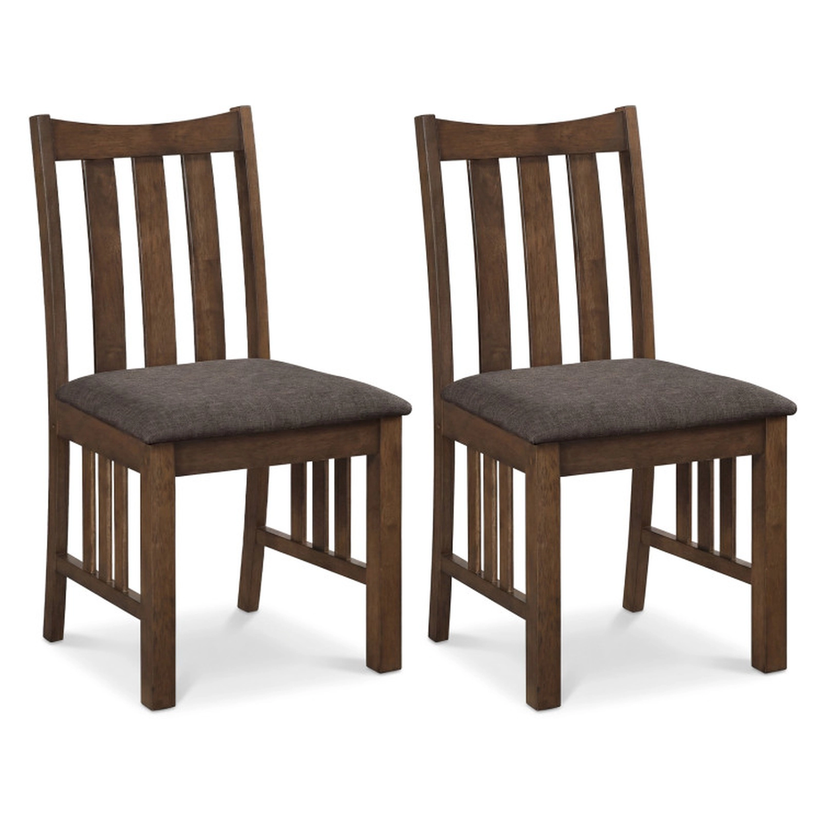 SUGIFT Set of 2 Brown Dining Chairs with Slat Back and Linen Padded Seat 18.5-in W 35-in H 330-lb Per Chair
